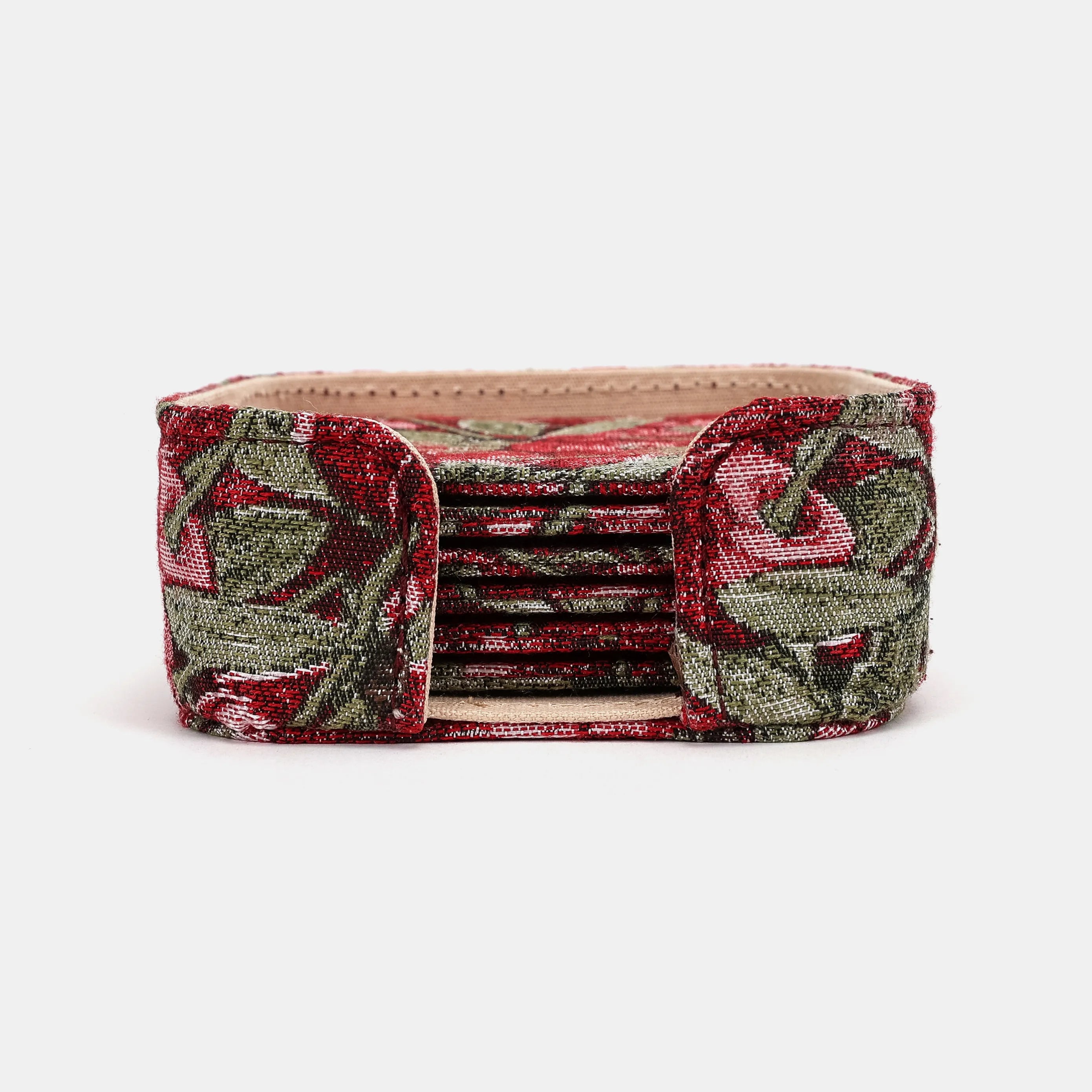 Cherry Cascade Square Coaster Set with Holder of America-main