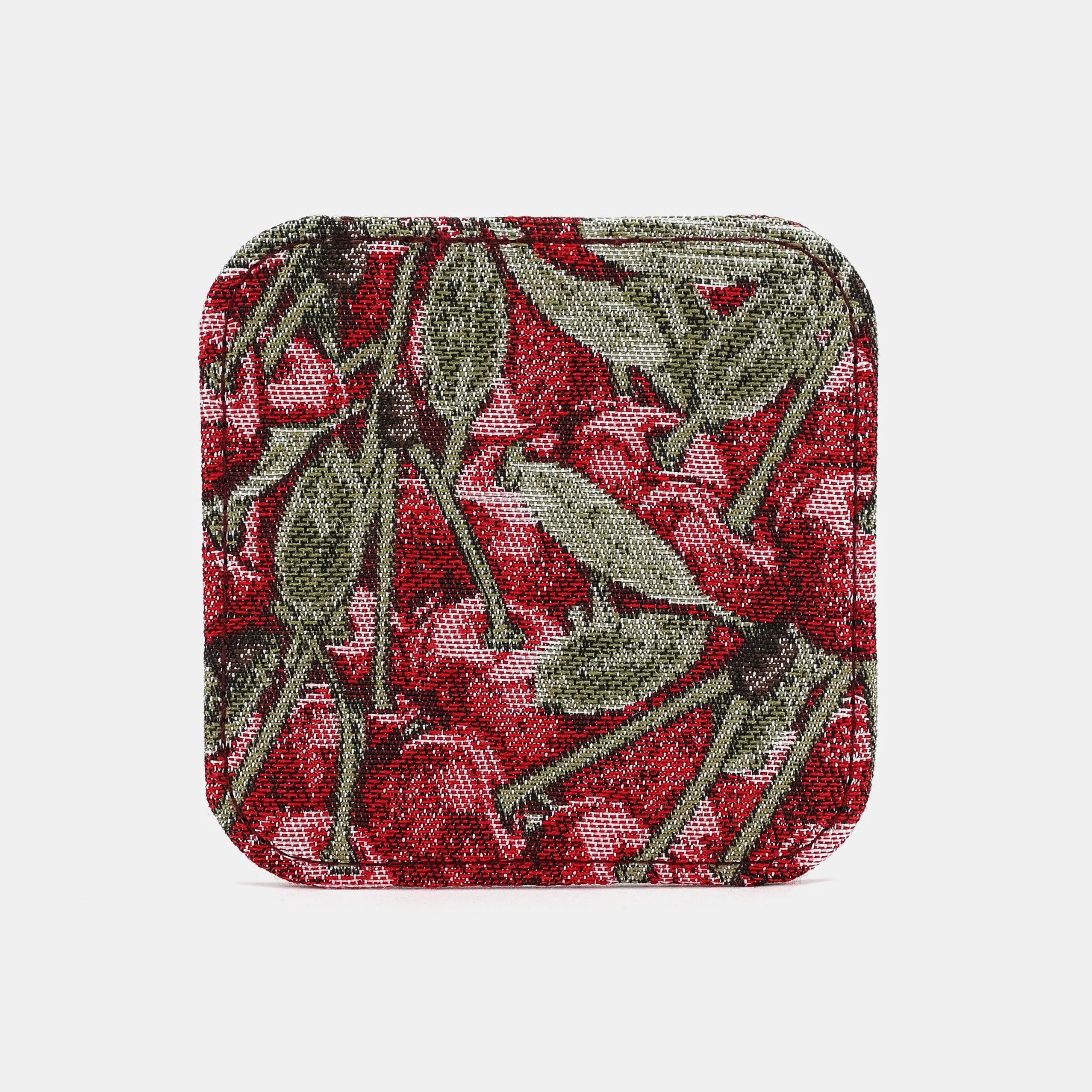 Cherry Cascade Square Coaster Set with Holder of America-face