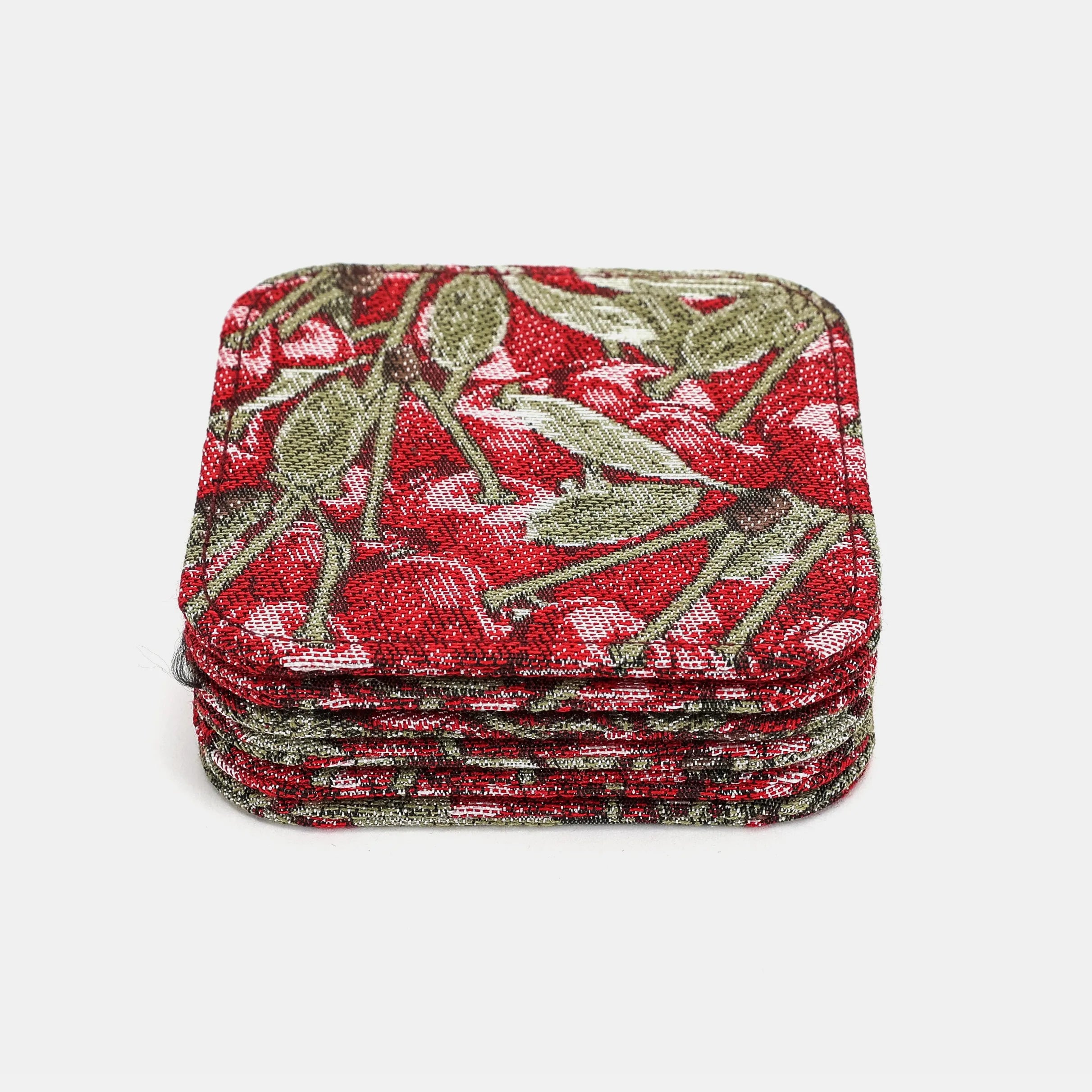Cherry Cascade Square Coaster Set with Holder of America-coasters