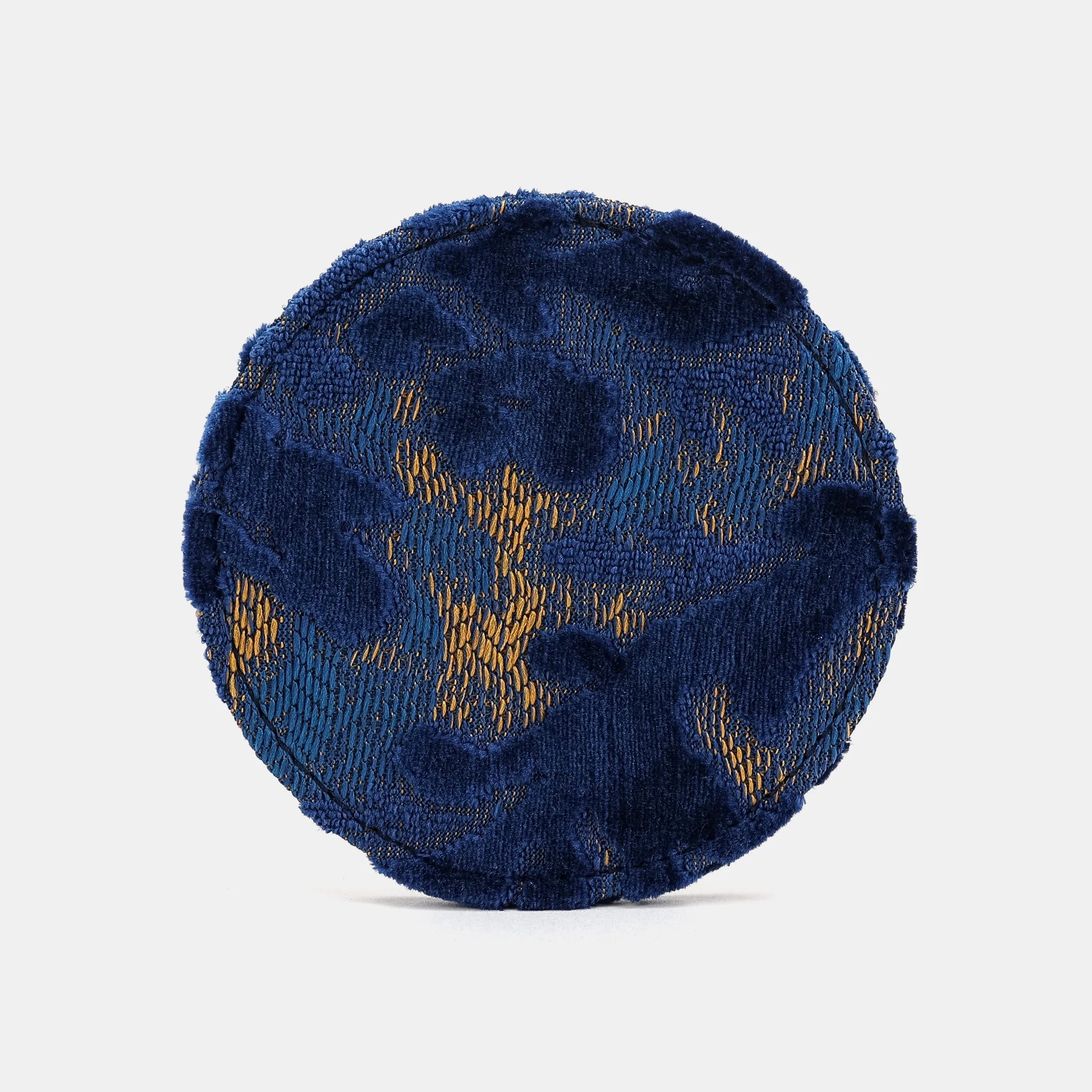 Burnout Velvet Navy Round Coaster Set with Holder of America-face
