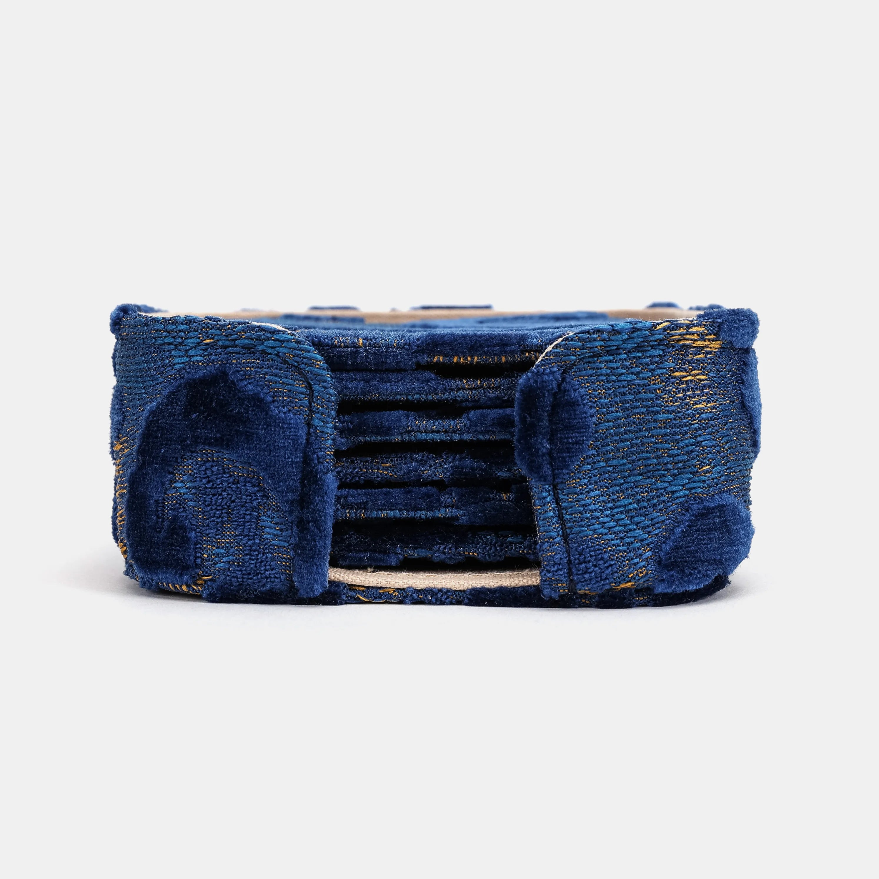 Burnout Velvet Navy Square Coaster Set with Holder of America-main