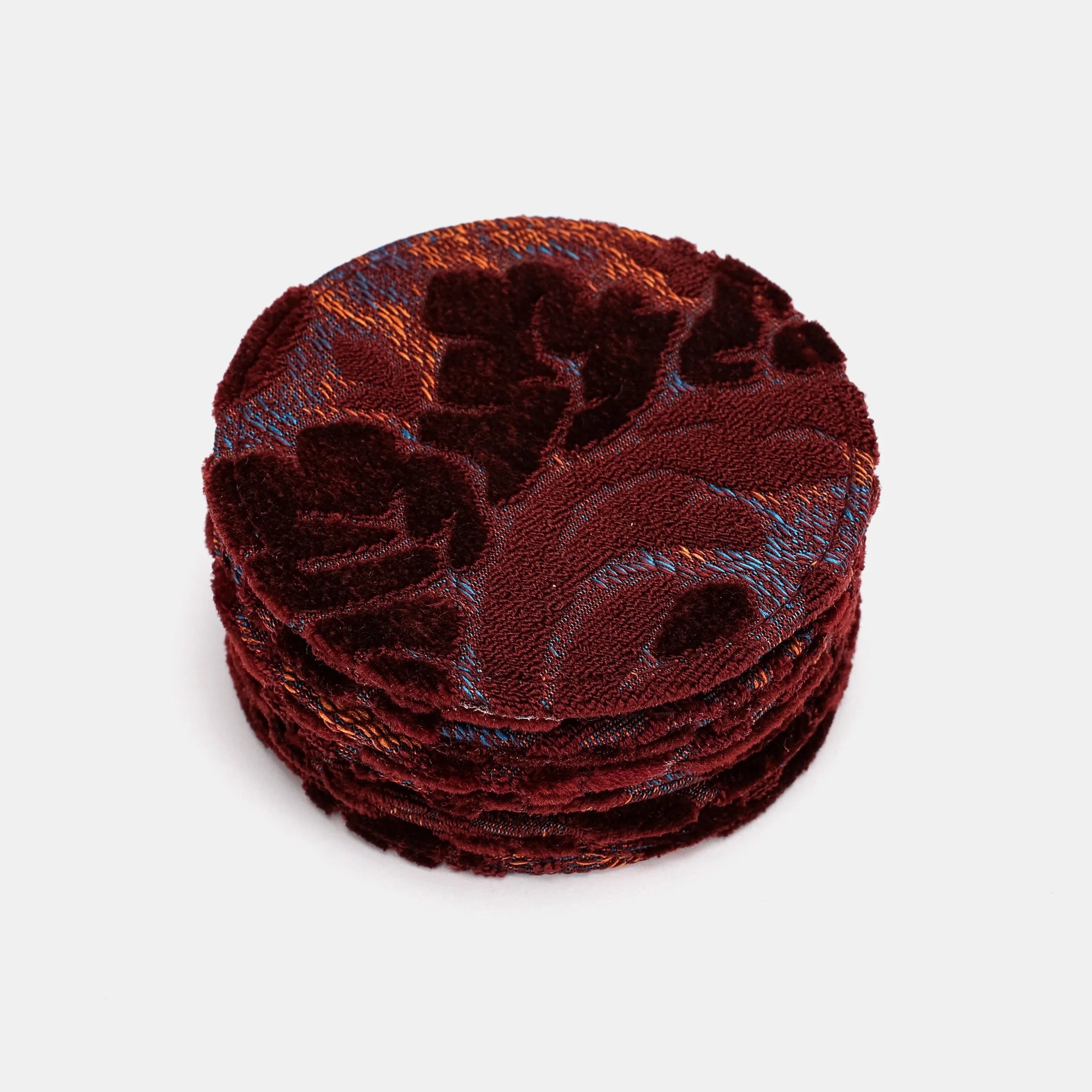 Burnout Velvet Wine Round Coaster Set with Holder of America-coasters