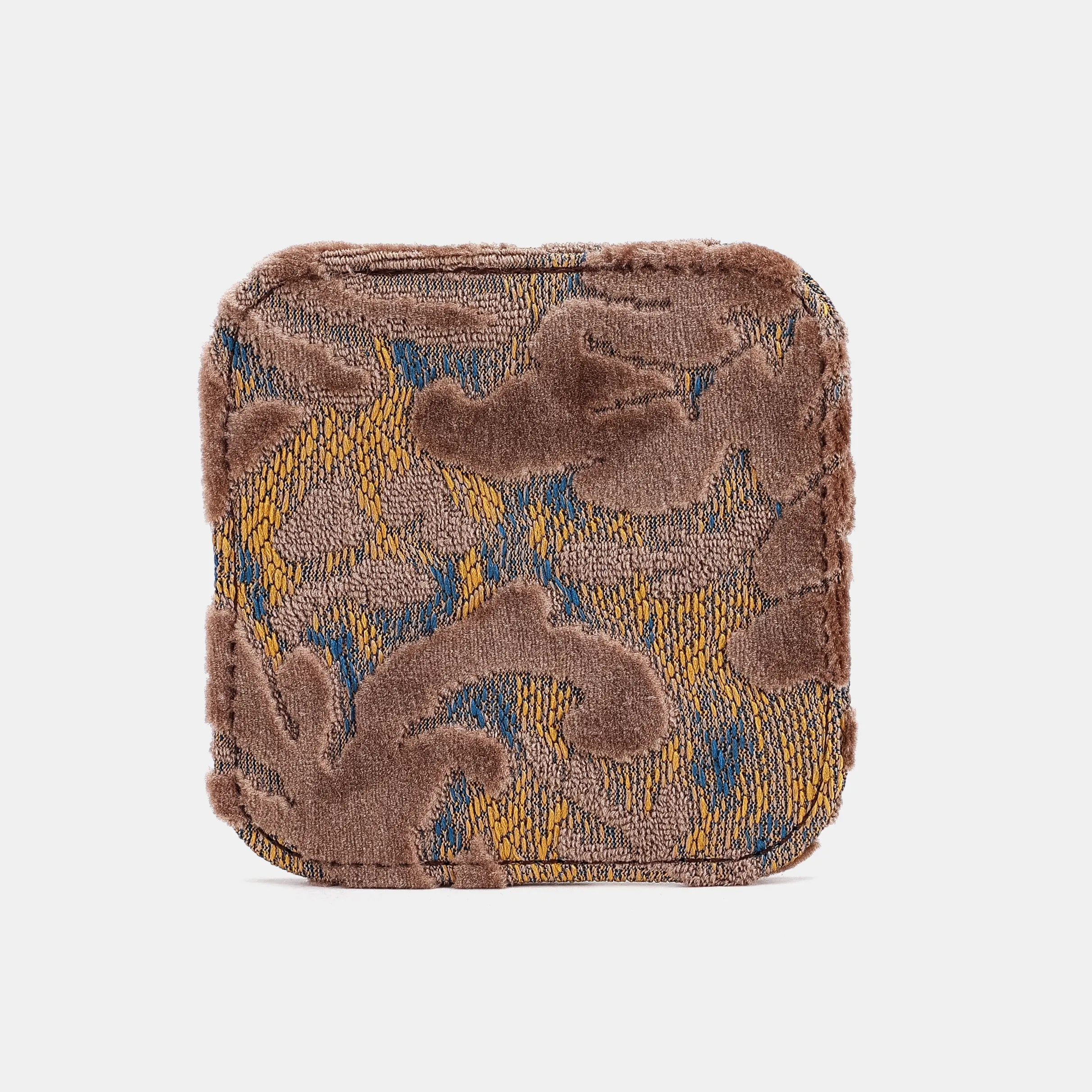 Burnout Velvet Camel Square Coaster Set with Holder of America-face