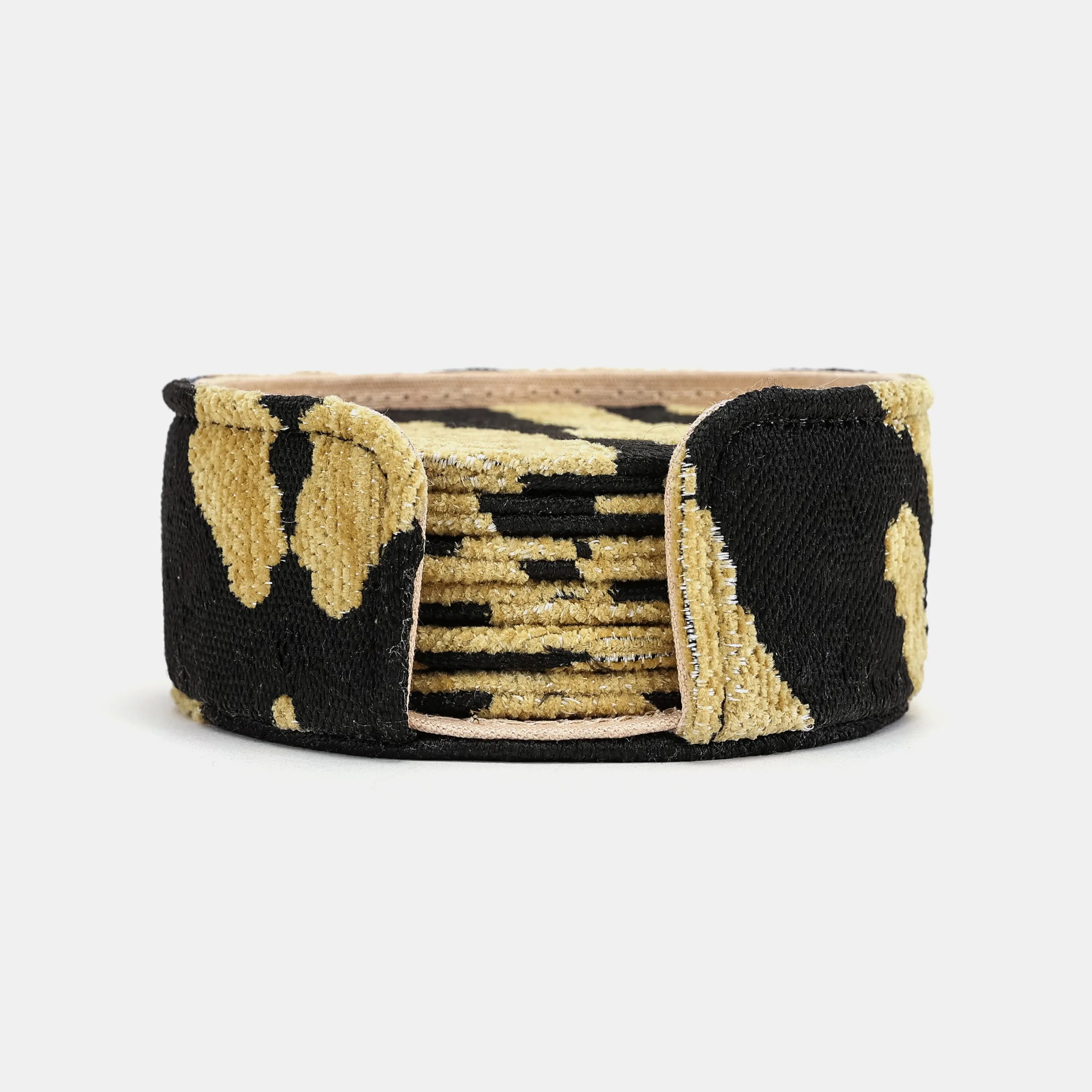 Tiger Stripe Round Coaster Set with Holder of America-main