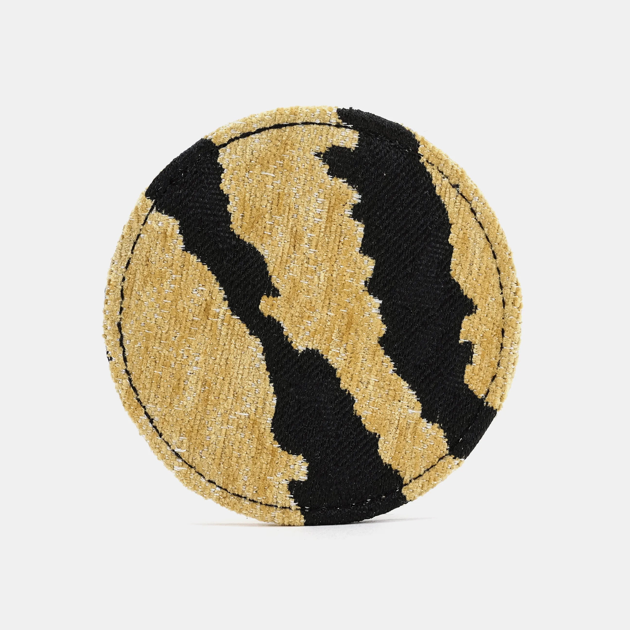 Tiger Stripe Round Coaster Set with Holder of America-face