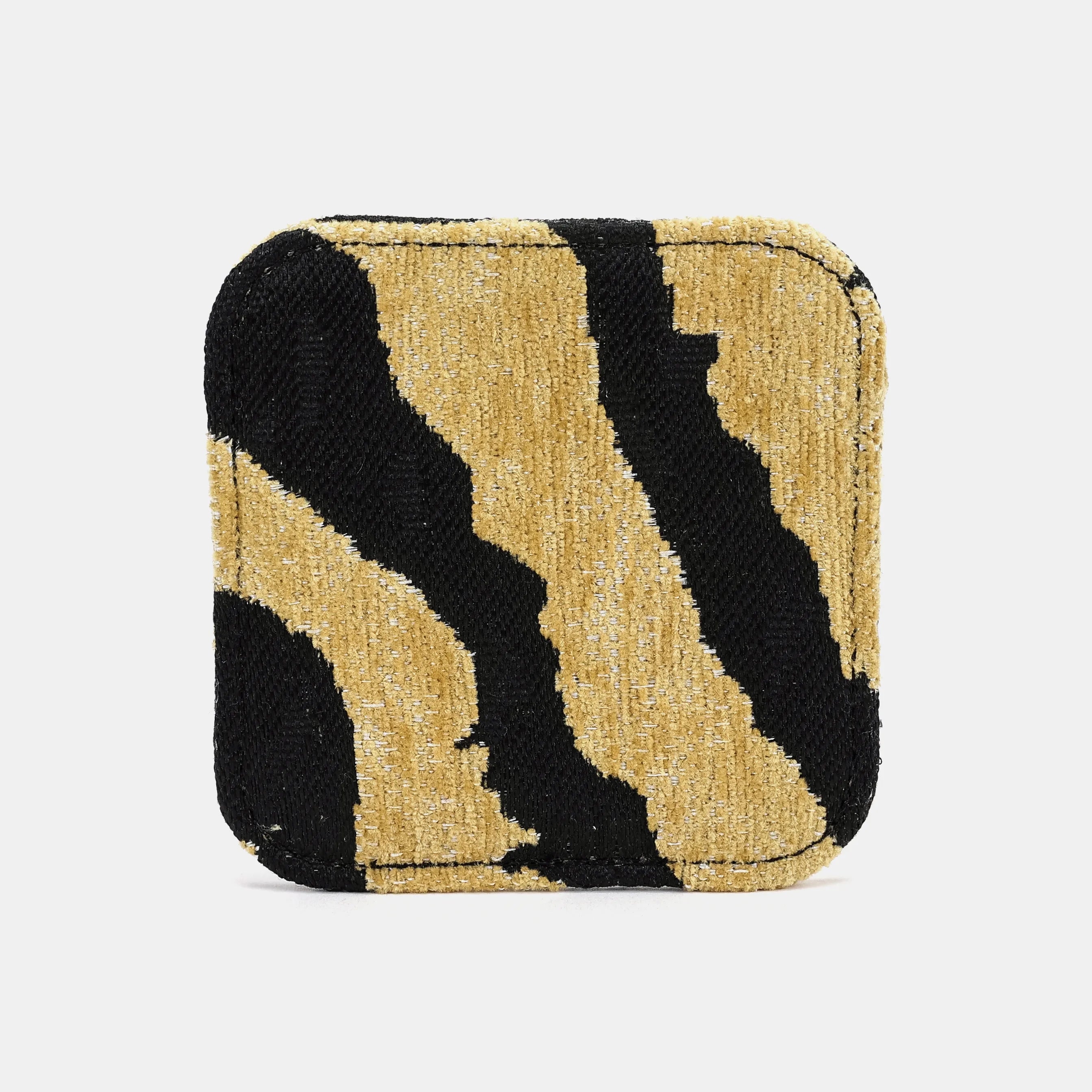 Tiger Stripe Square Coaster Set with Holder of America-face