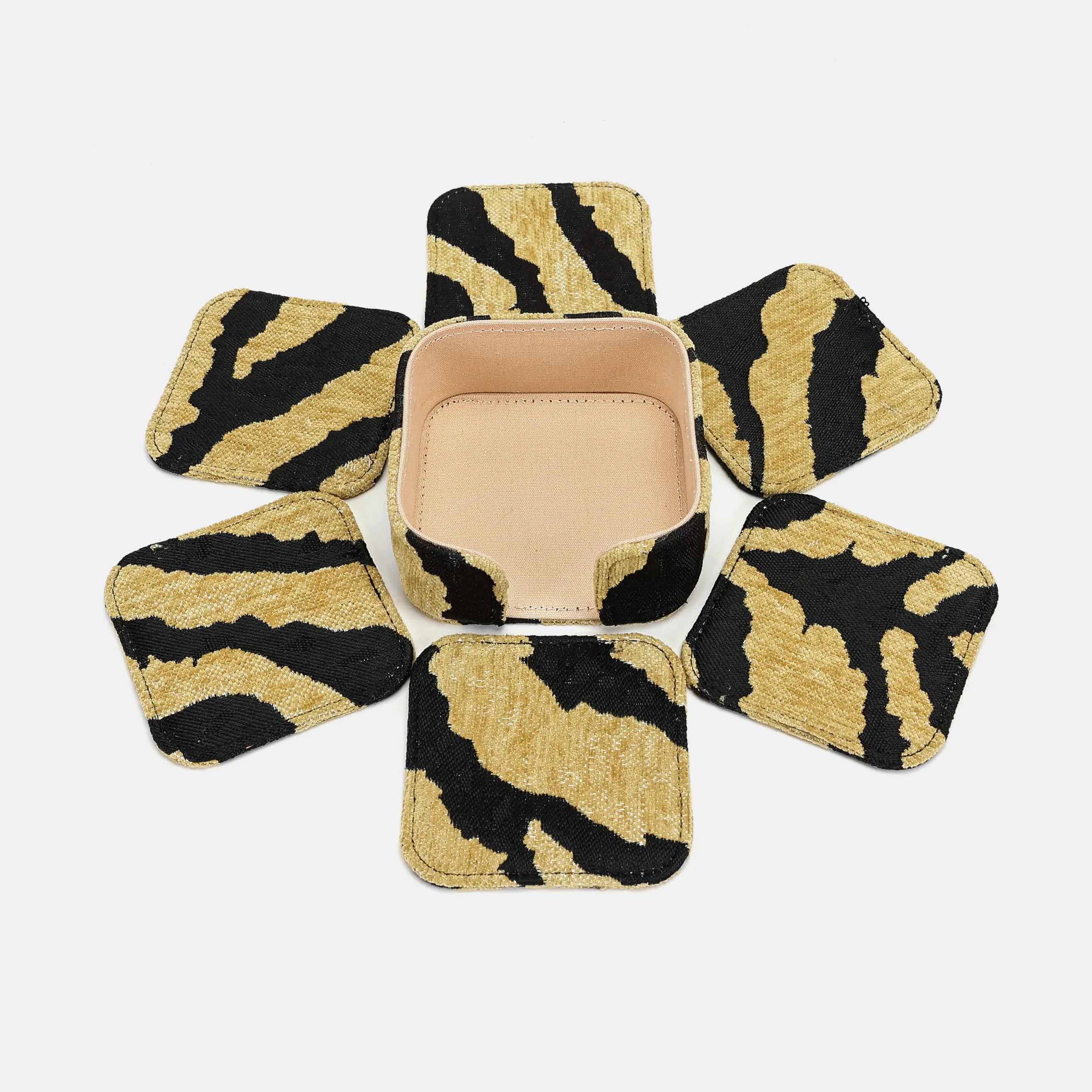 Tiger Stripe Square Coaster Set with Holder of America-6 pcs with holder