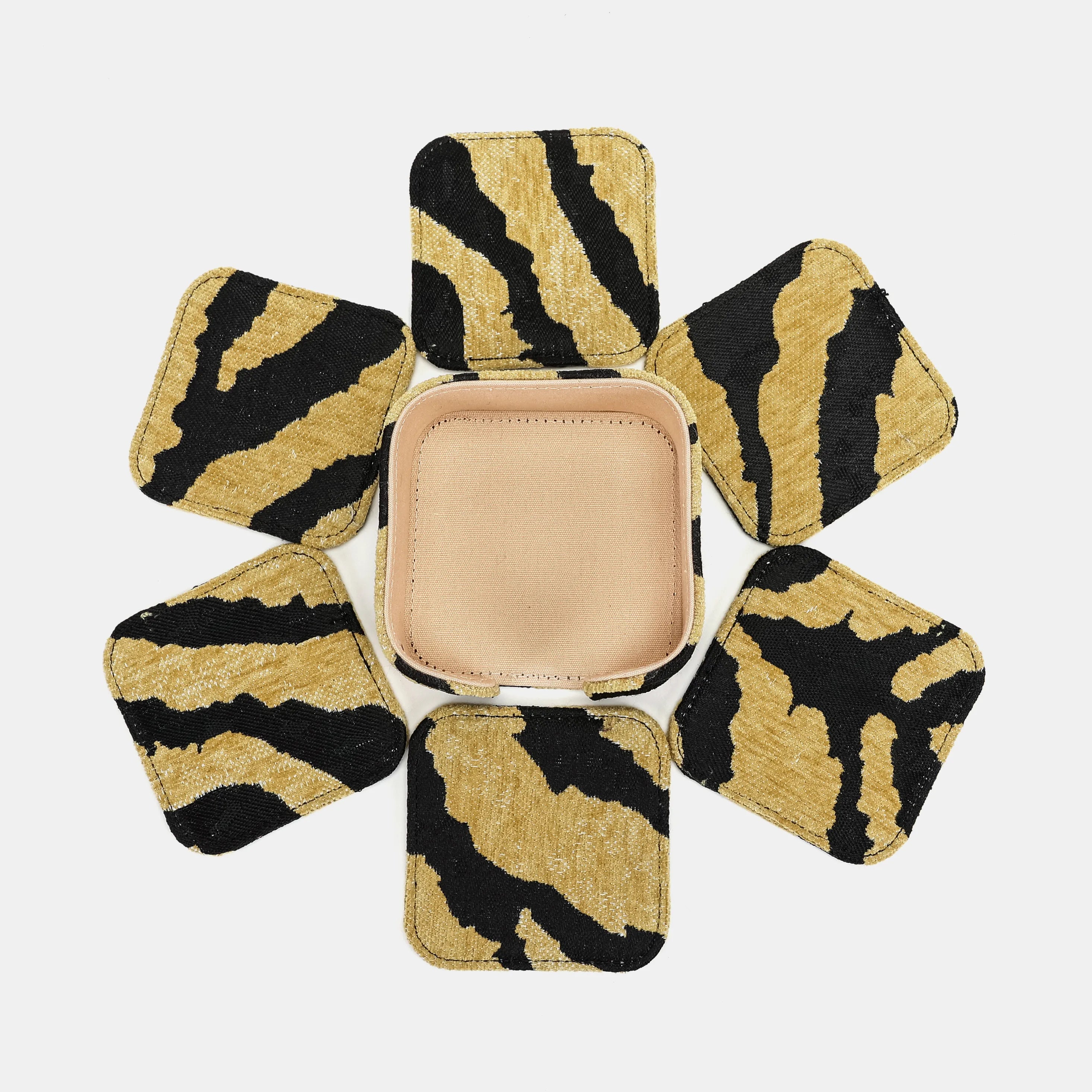 Tiger Stripe Square Coaster Set with Holder of America-6 pcs set