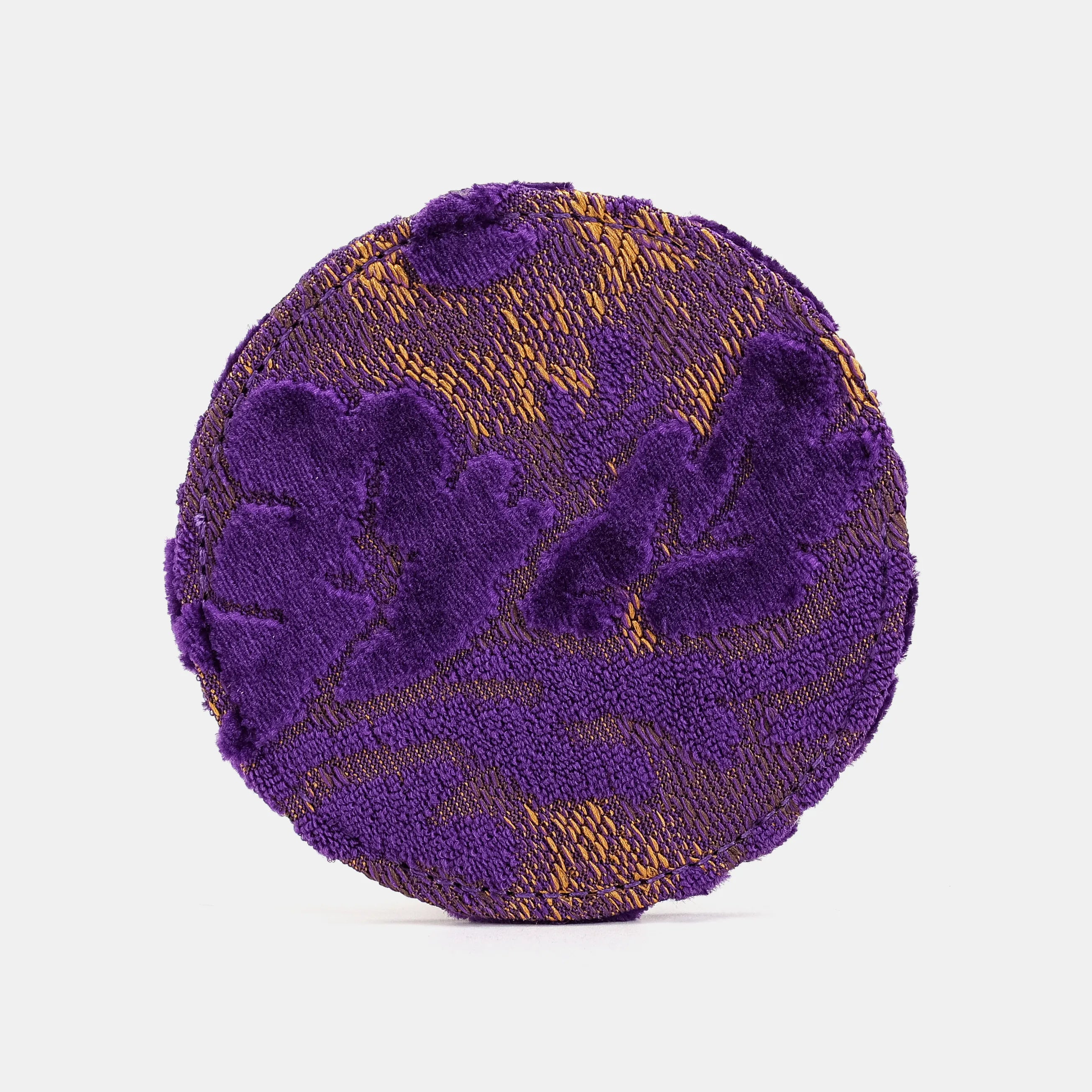 Burnout Velvet Purple Round Coaster Set with Holder of America-face
