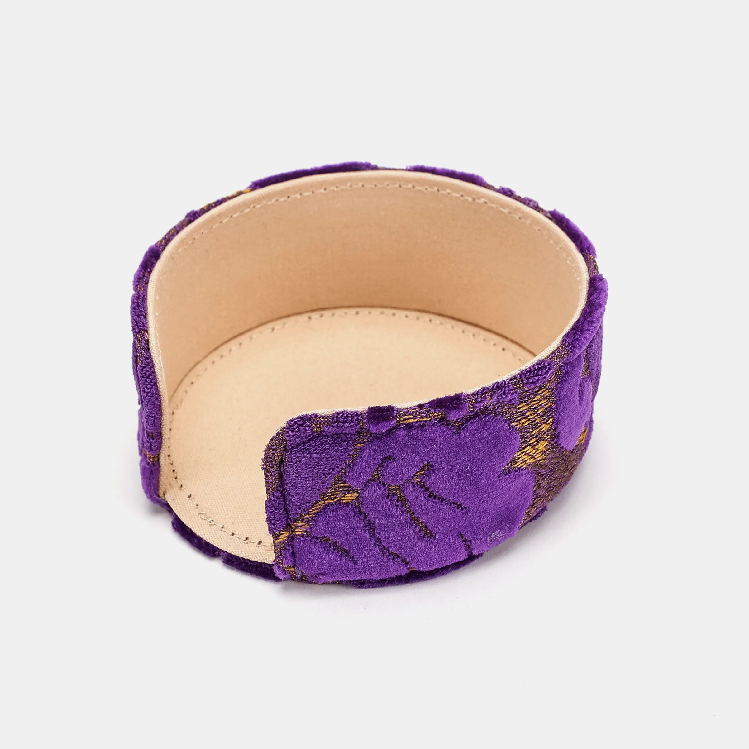Burnout Velvet Purple Round Coaster Set with Holder of America-holder