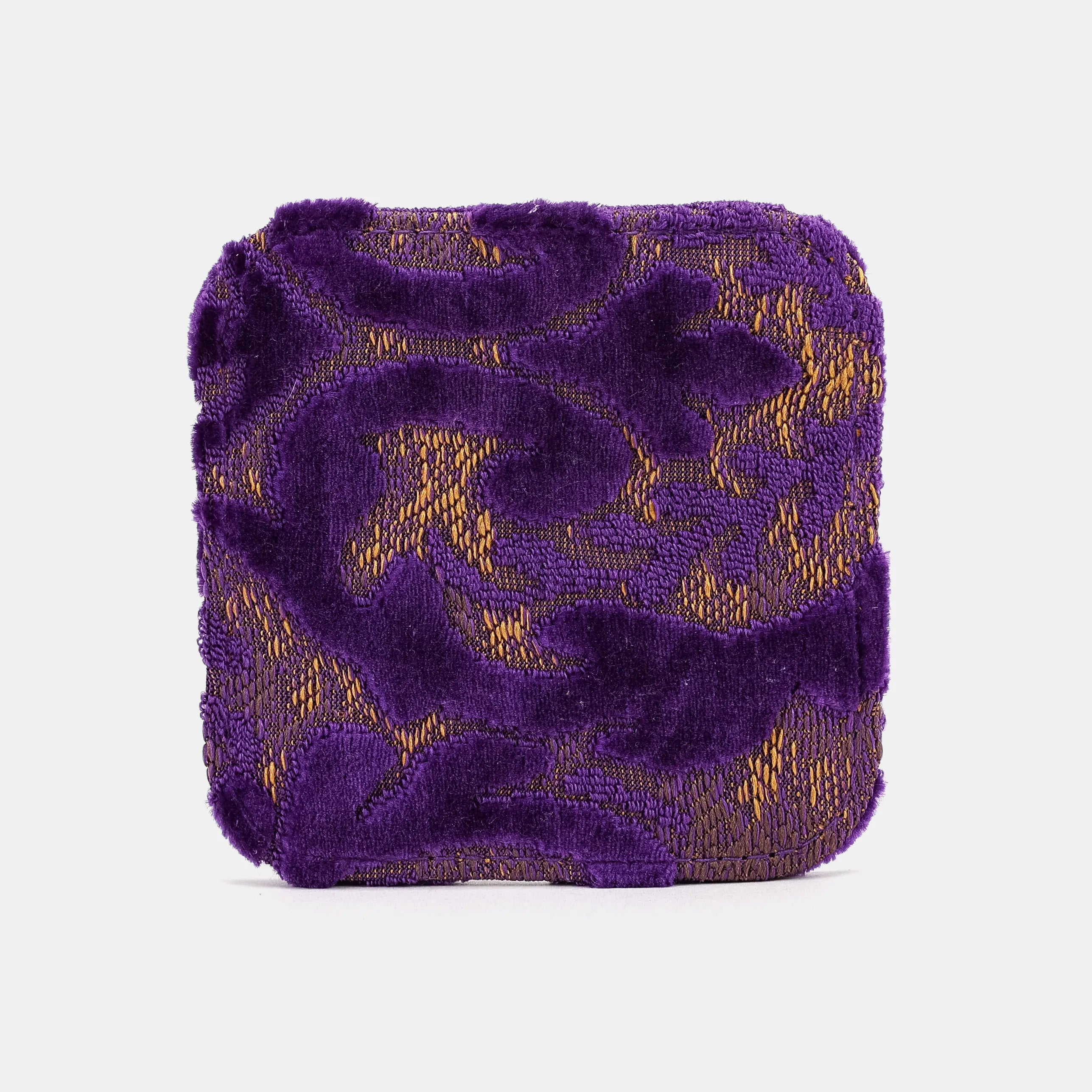 Burnout Velvet Purple Square Coaster Set with Holder of America-face