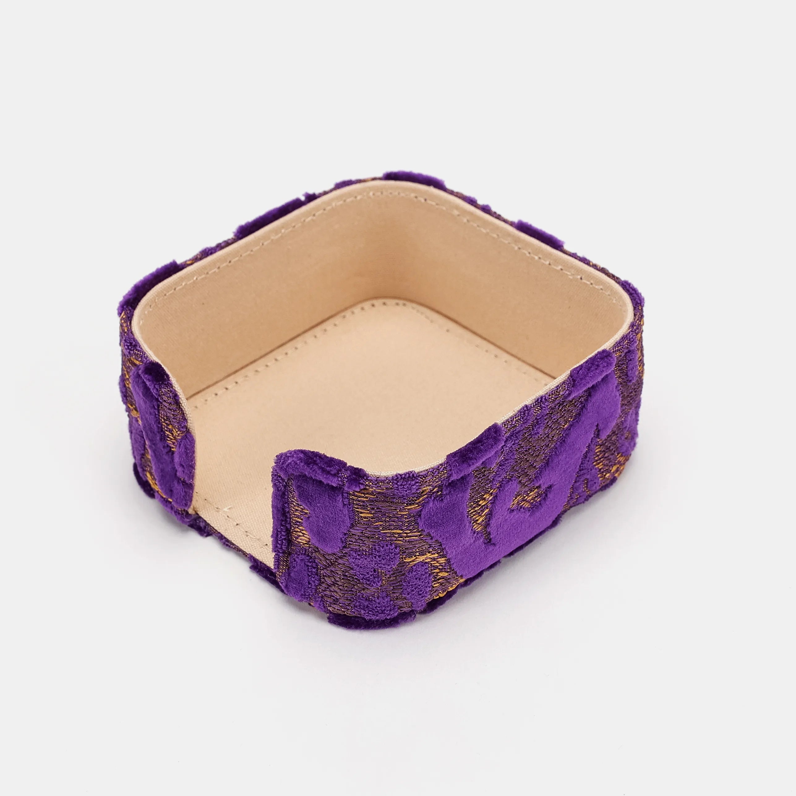 Burnout Velvet Purple Square Coaster Set with Holder of America-holder