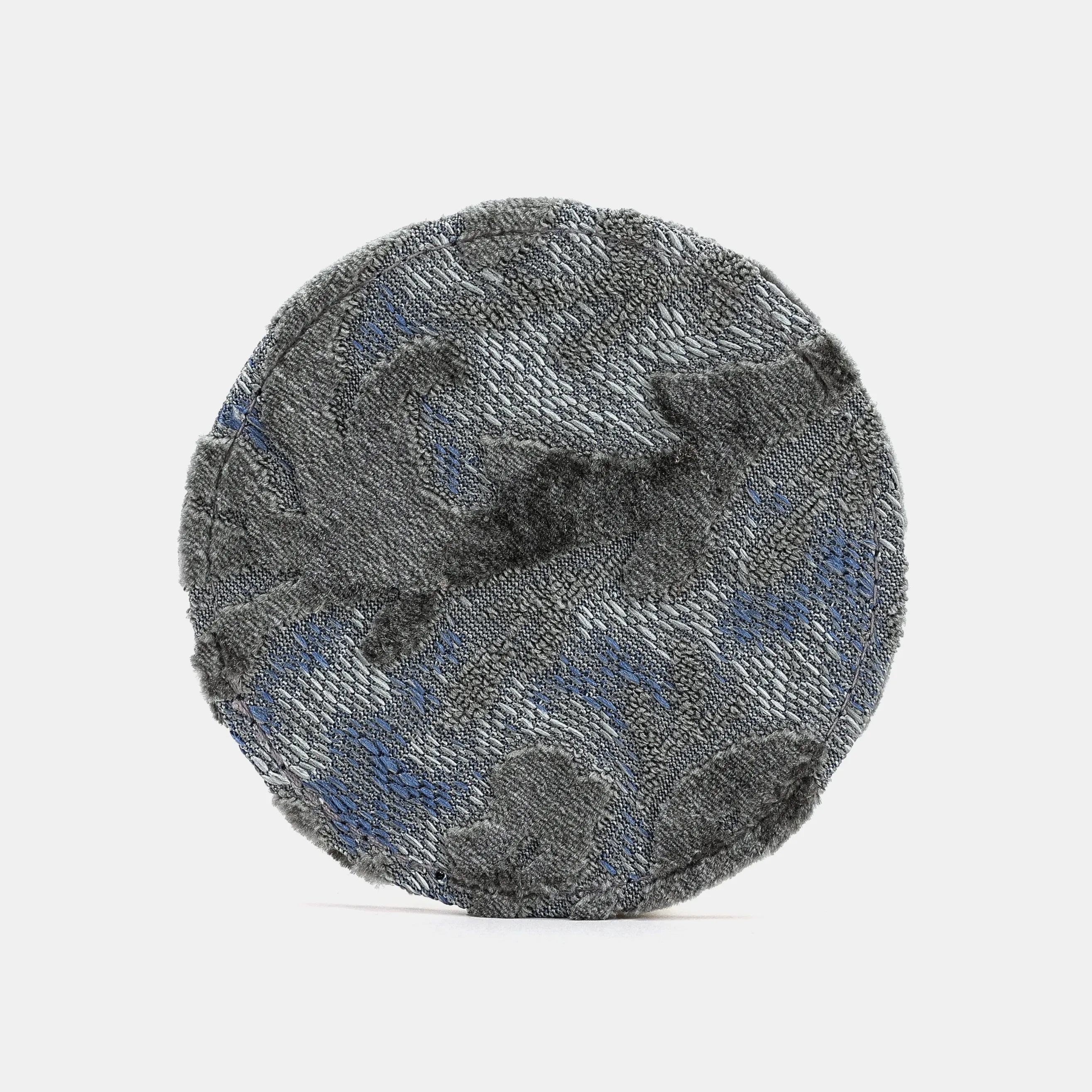 Burnout Velvet Steel Blue Round Coaster Set with Holder of America-face