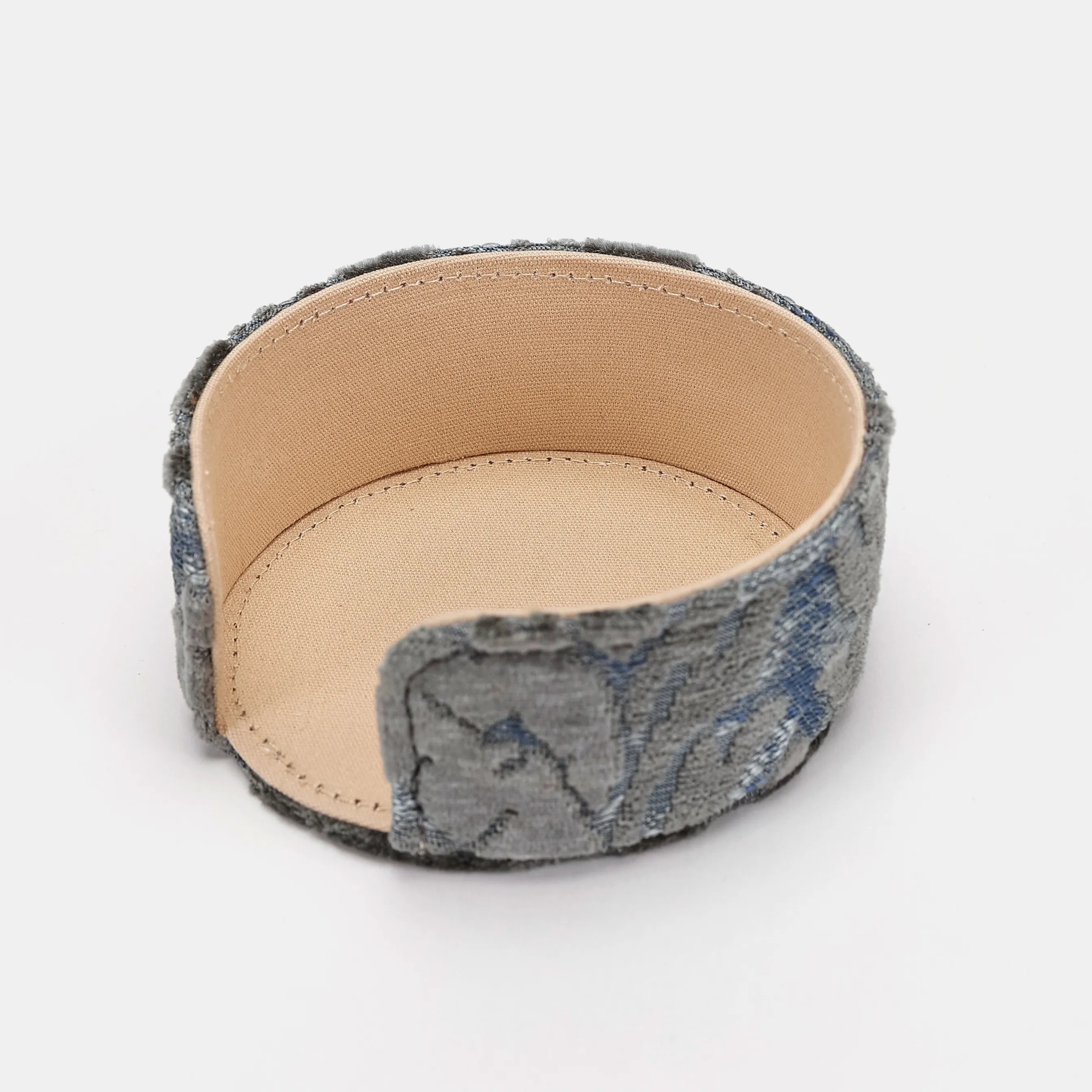 Burnout Velvet Steel Blue Round Coaster Set with Holder of America-holder