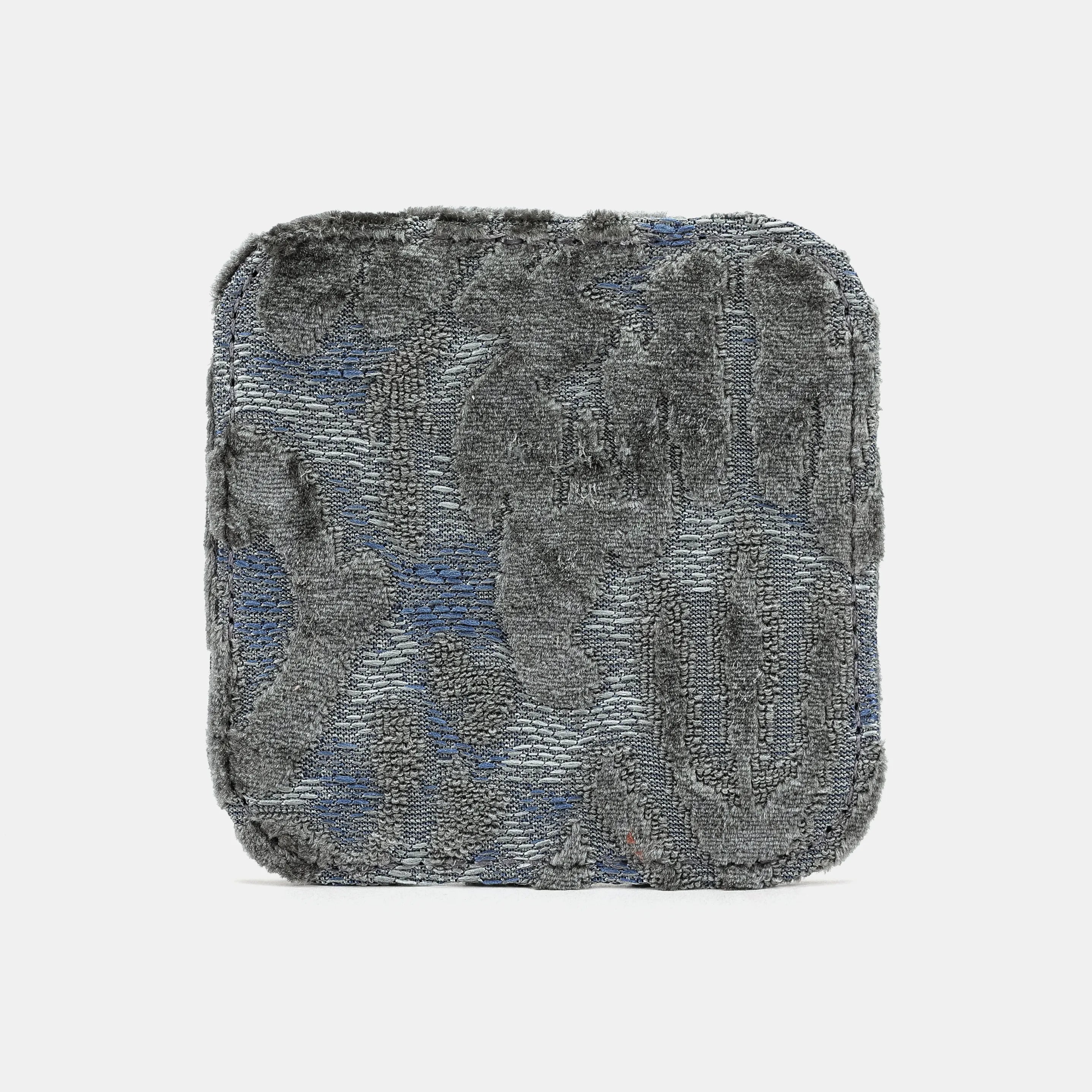 Burnout Velvet Steel Blue Square Coaster Set with Holder of America-face