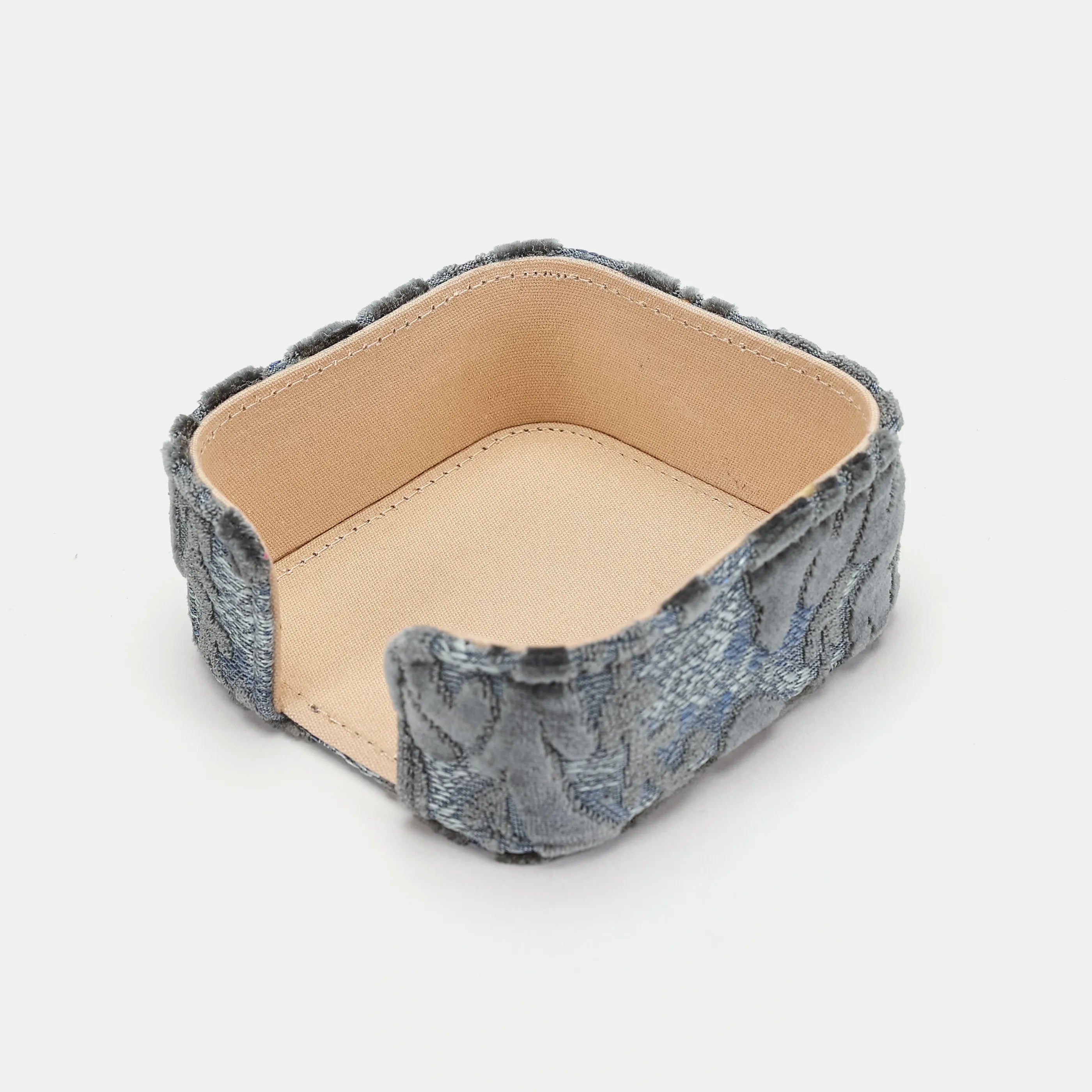 Burnout Velvet Steel Blue Square Coaster Set with Holder of America-holder