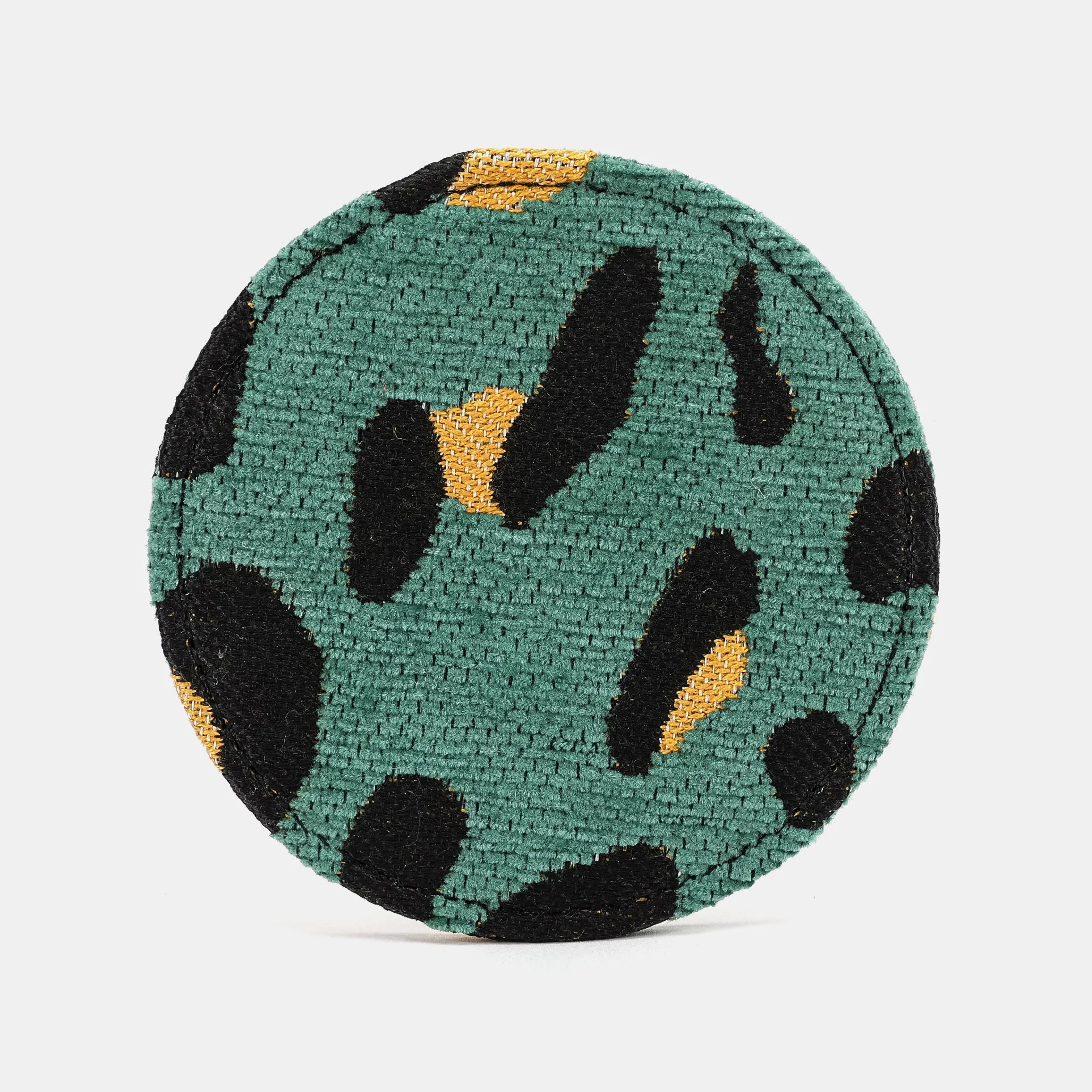 Leopard Green Round Coaster Set with Holder of America-Face
