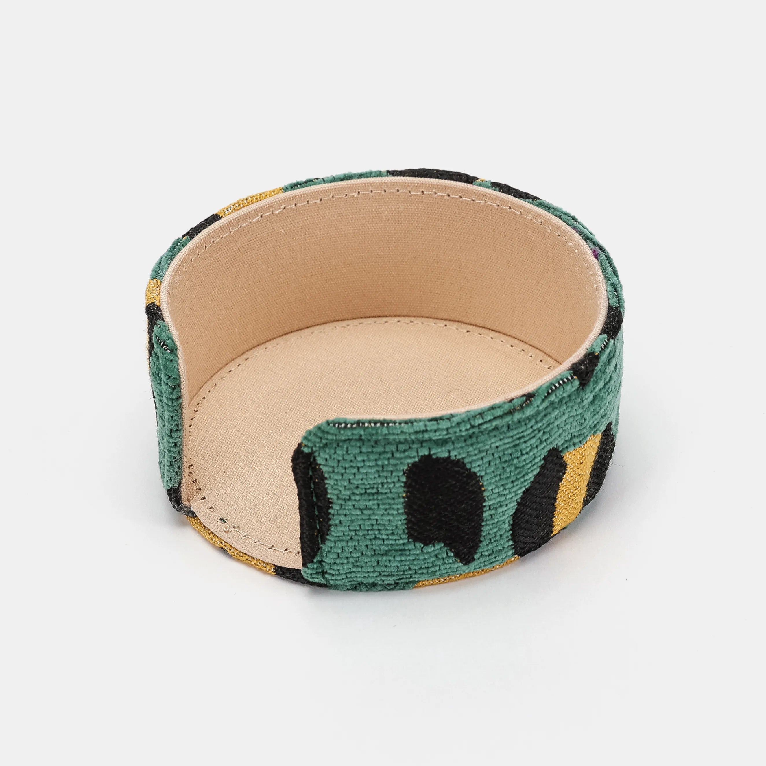 Leopard Green Round Coaster Set with Holder of America-Holder