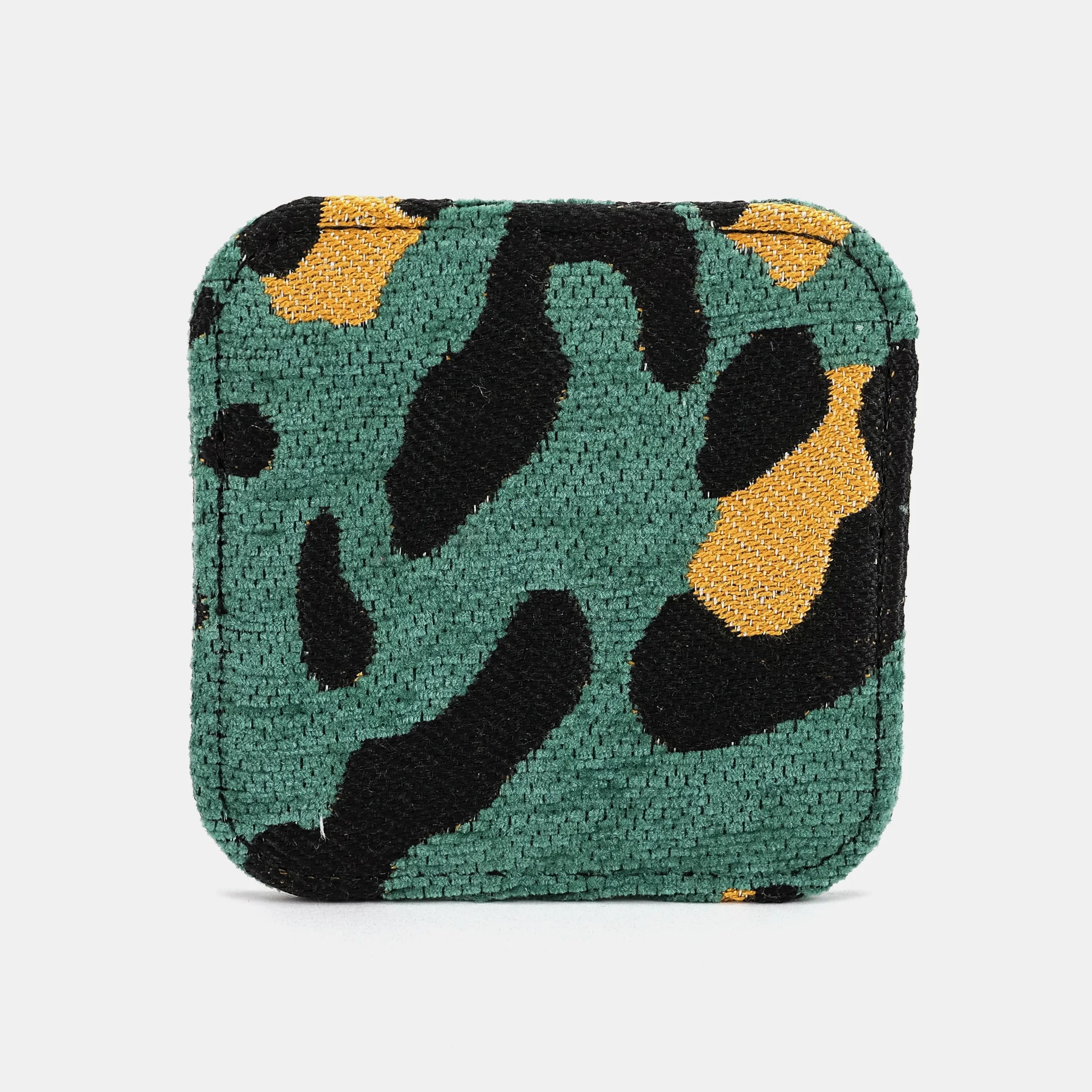 Leopard Green Square Coaster Set with Holder of America-Face