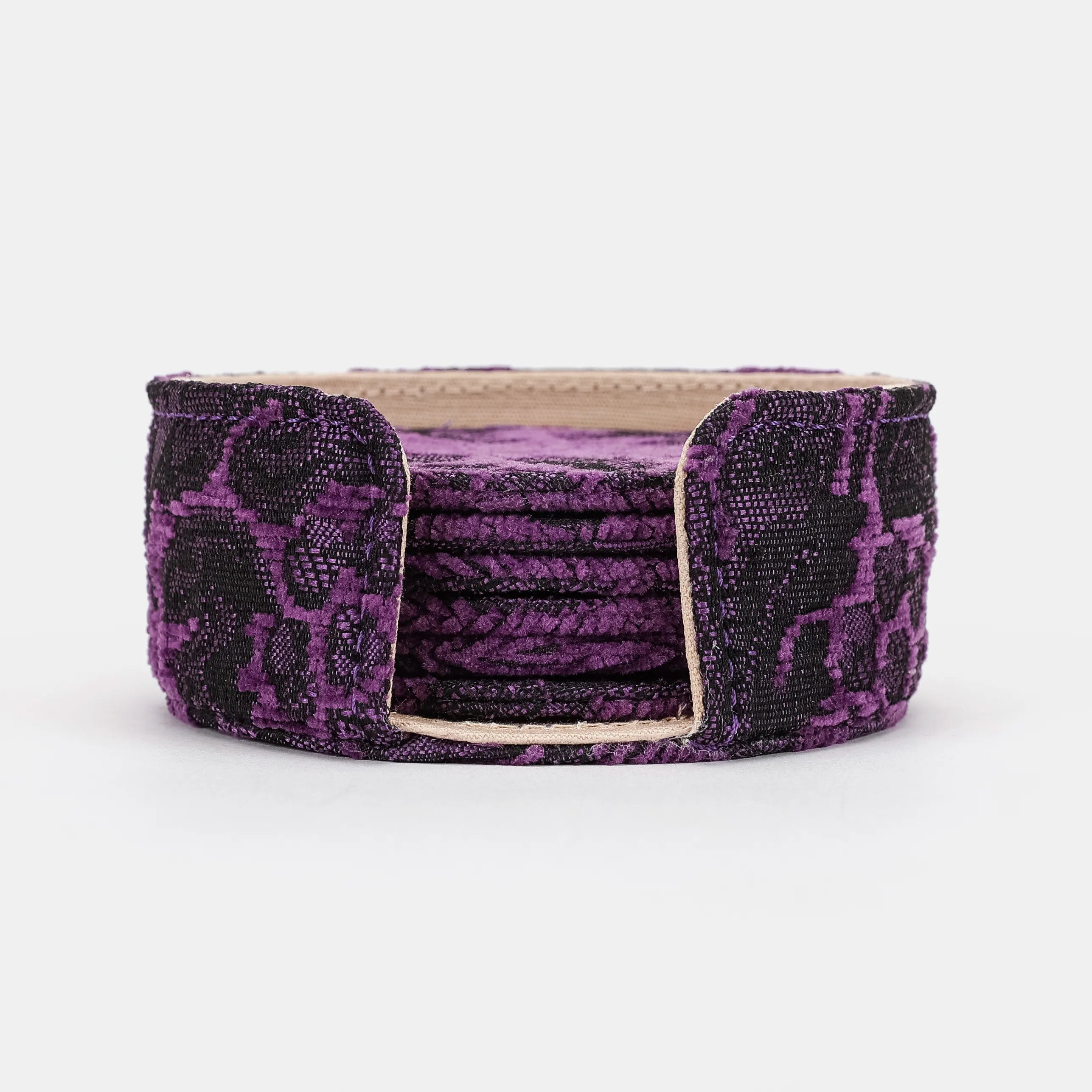 Victorian Blossom Purple Round Coaster Set with Holder of America-Main