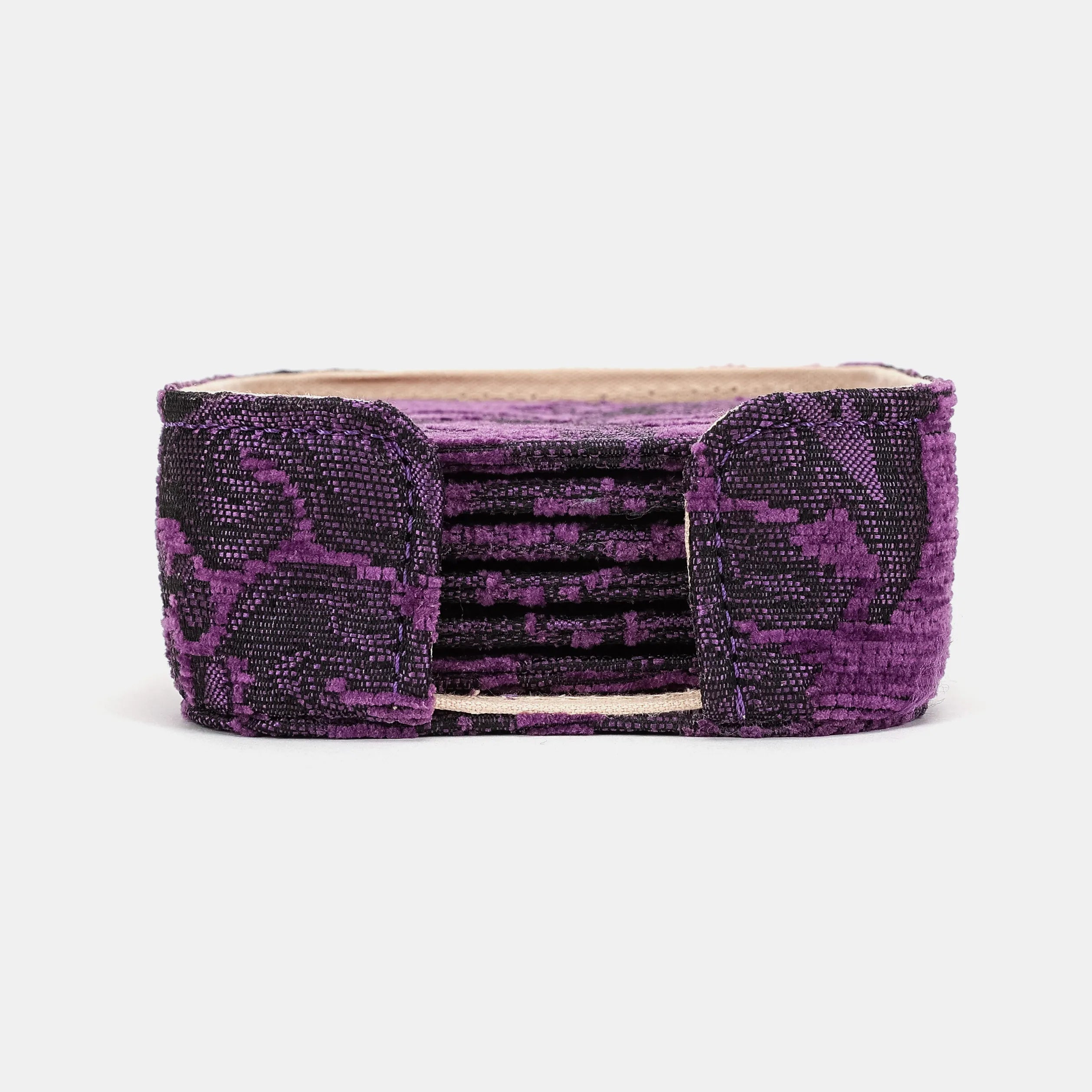 Victorian Blossom Purple Square Coaster Set with Holder of America-Main