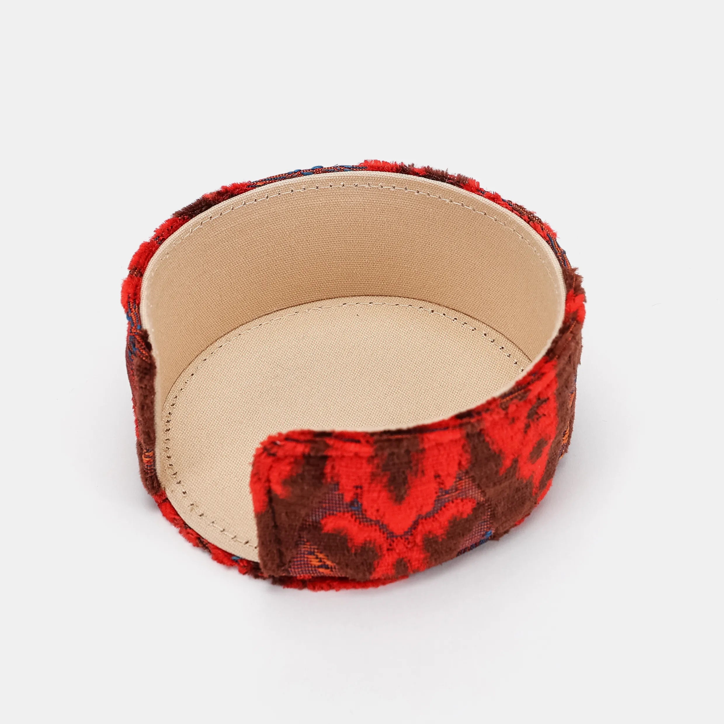 Burnout Velvet Revival Scarlet Round Coaster Set with Holder of America-Holder