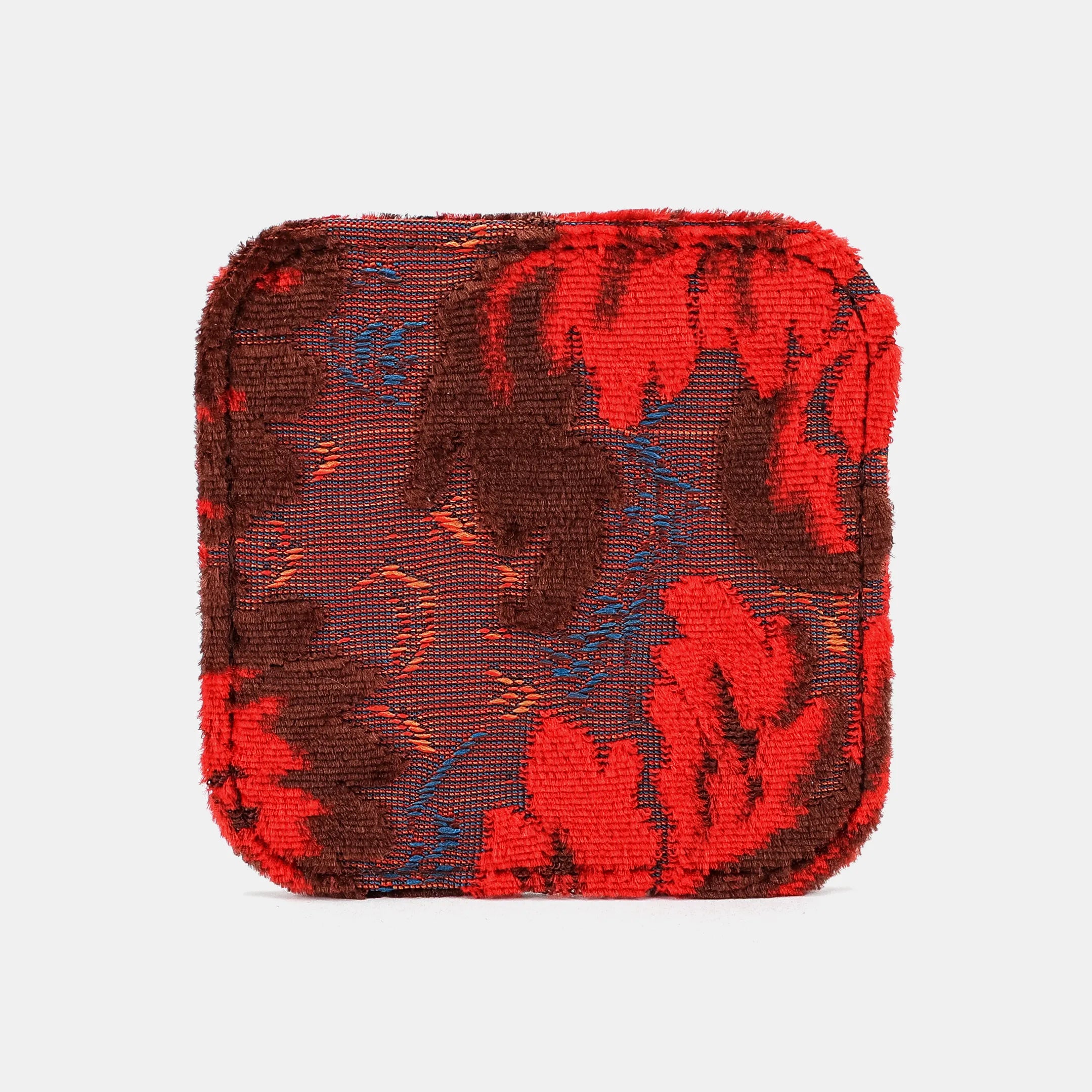 Burnout Velvet Revival Scarlet Square Coaster Set with Holder of America-Face