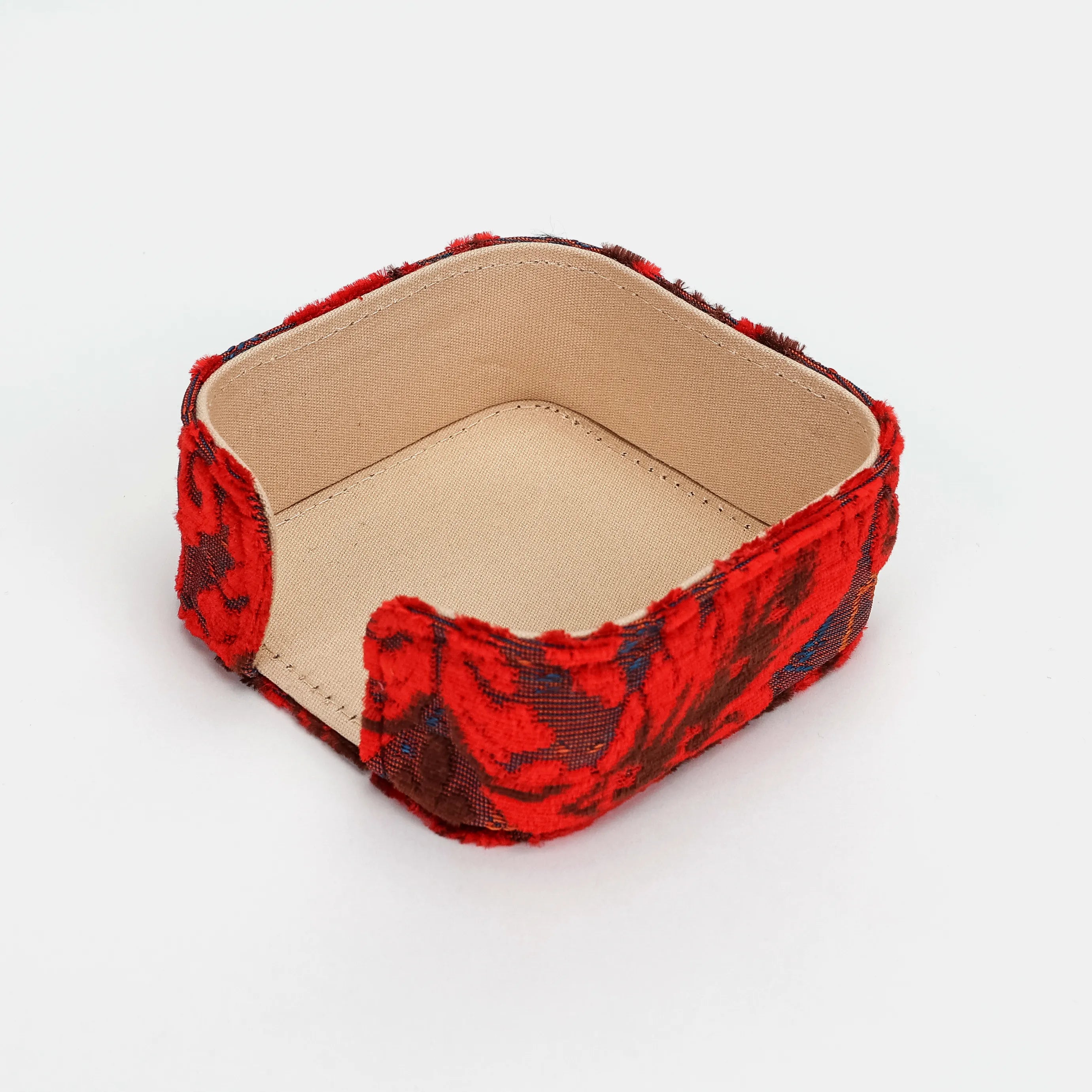 Burnout Velvet Revival Scarlet Square Coaster Set with Holder of America-Holder