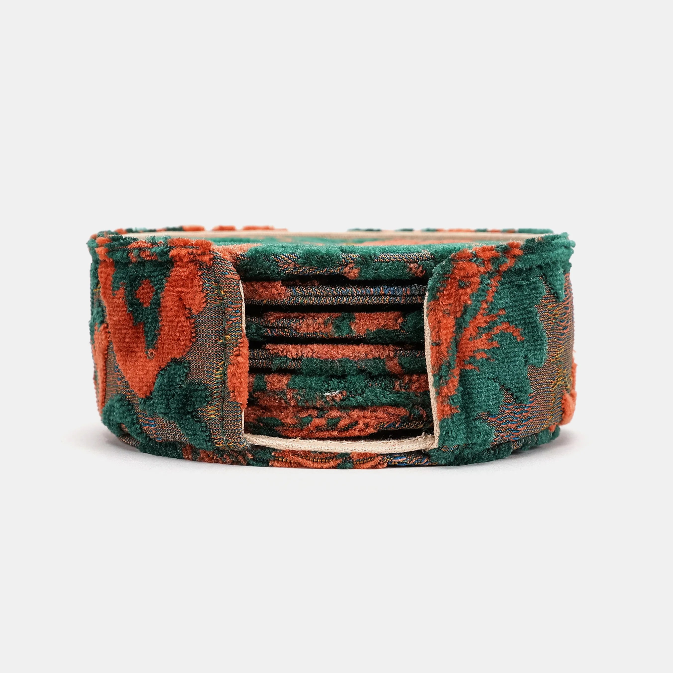 Burnout Velvet Revival Jade Round Coaster Set with Holder of America-Main