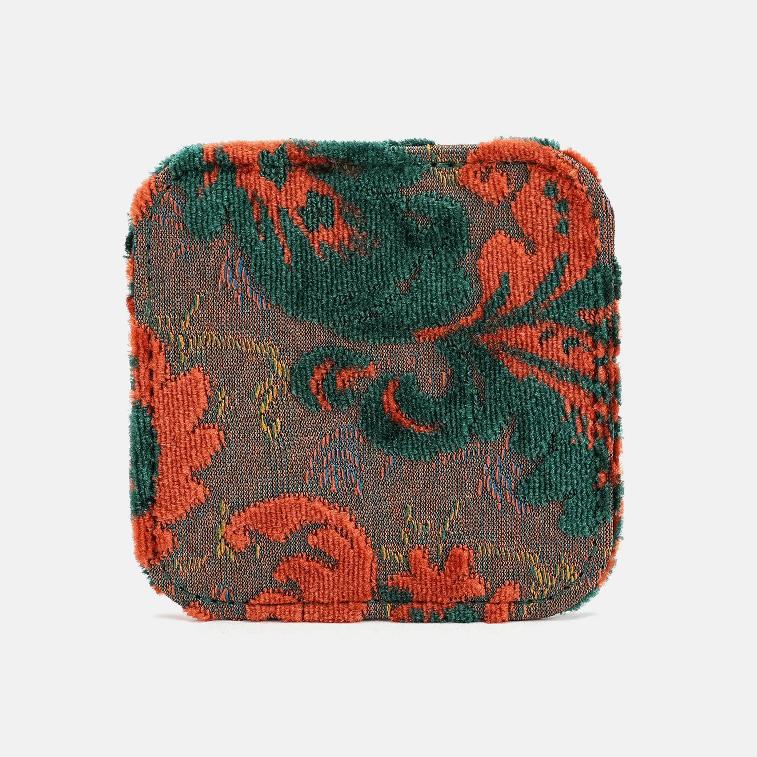 Burnout Velvet Revival Jade Square Coaster Set with Holder of America-Face