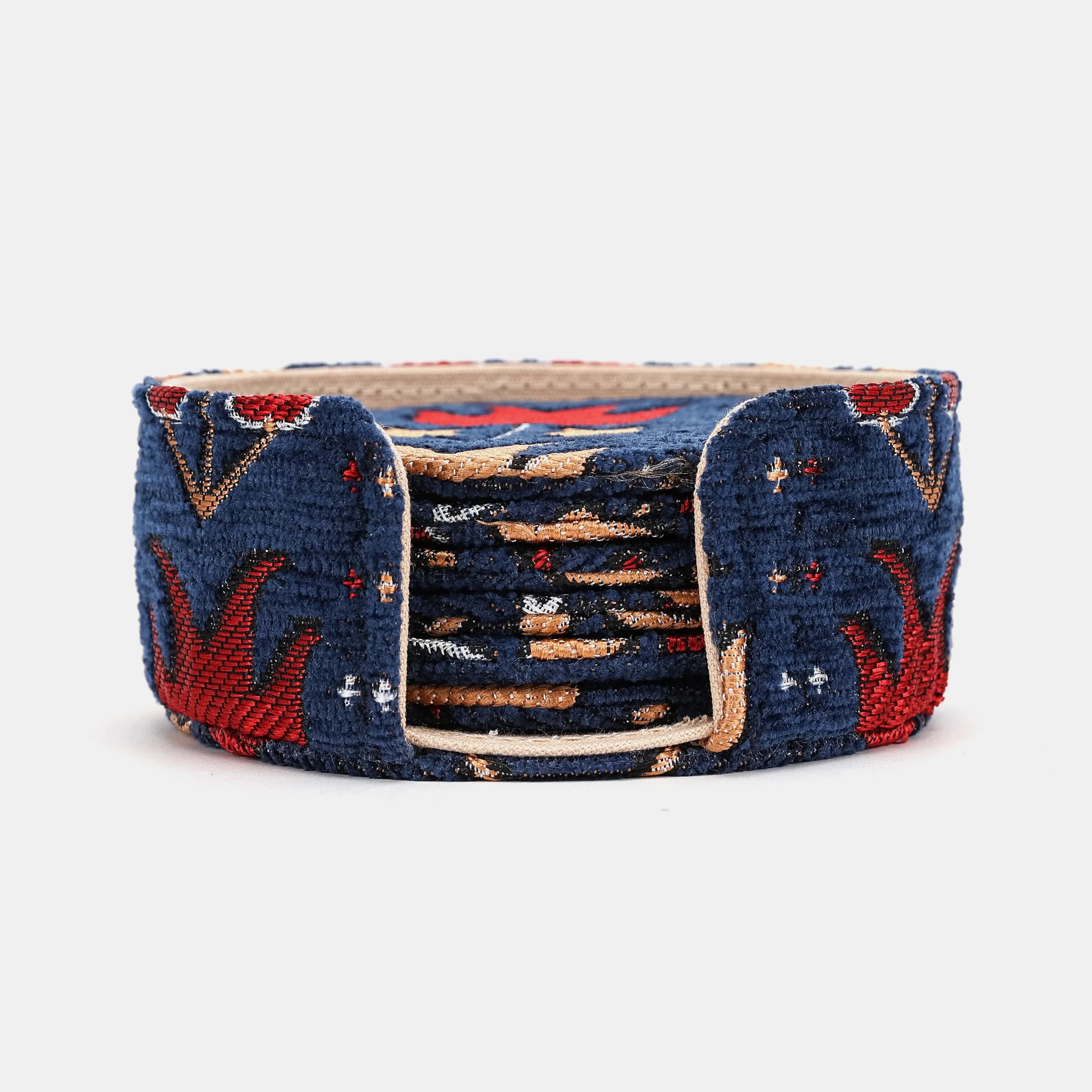 Poppy Bloom Round Coaster Set with Holder of America-Main