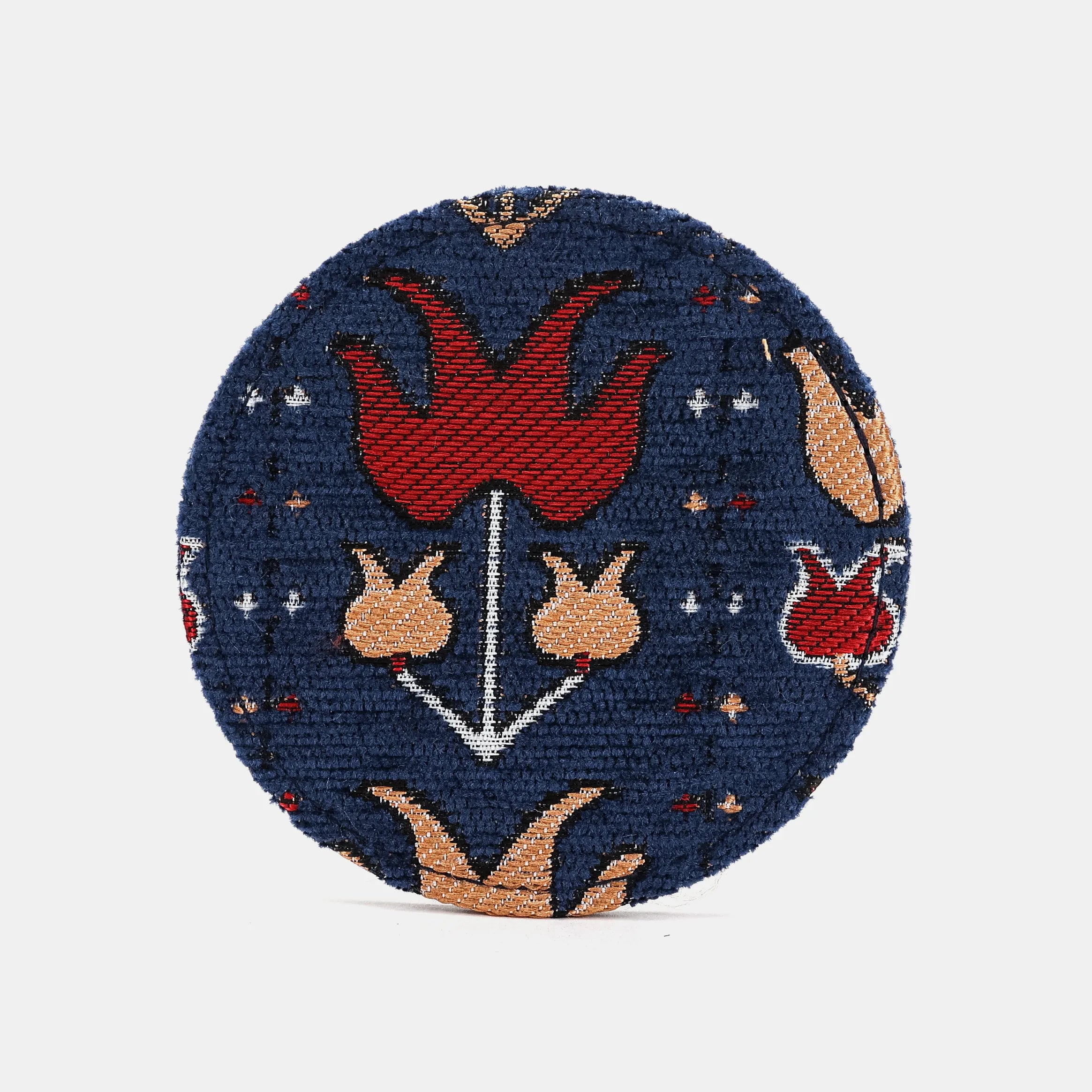 Poppy Bloom Round Coaster Set with Holder of America-Face