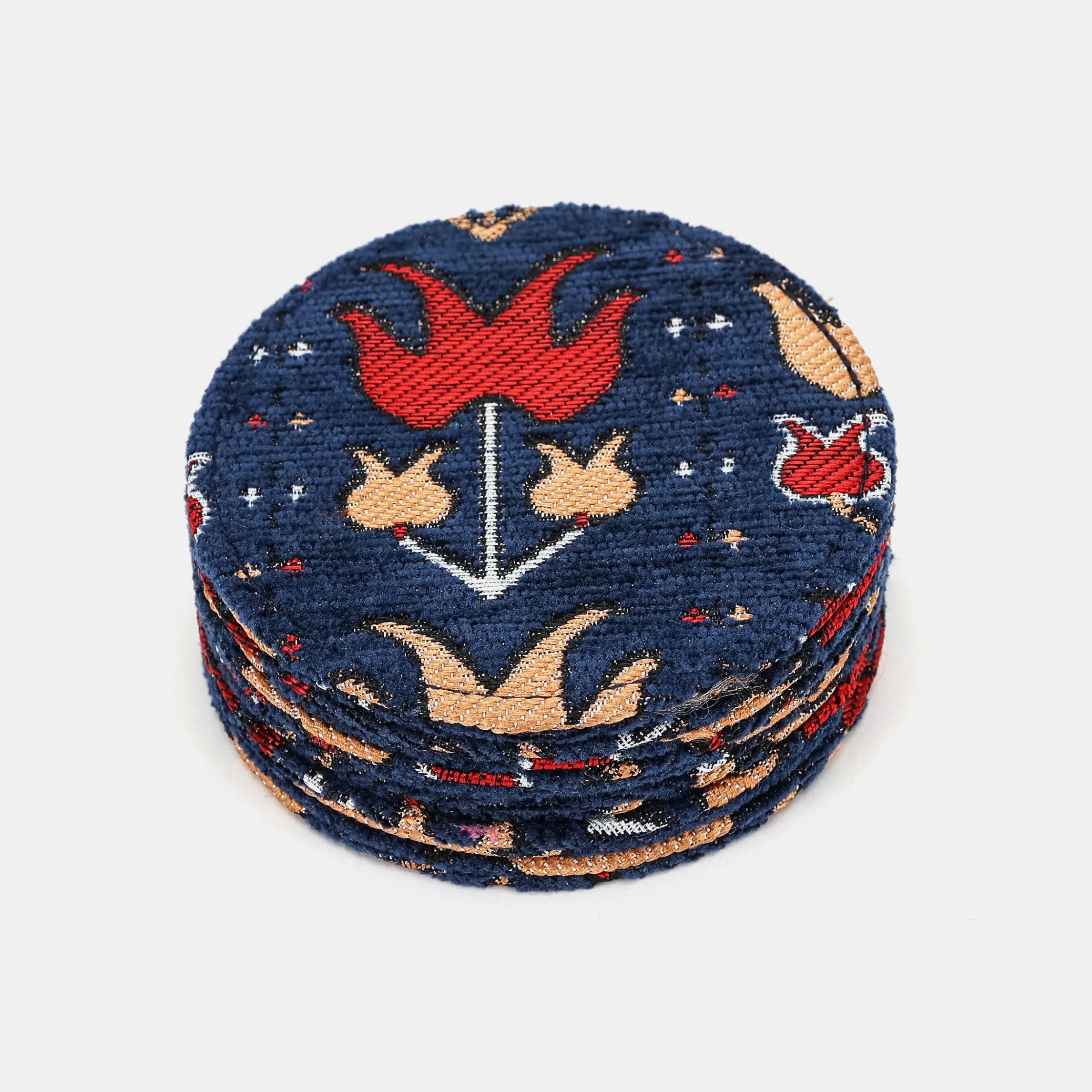 Poppy Bloom Round Coaster Set with Holder of America-Coasters