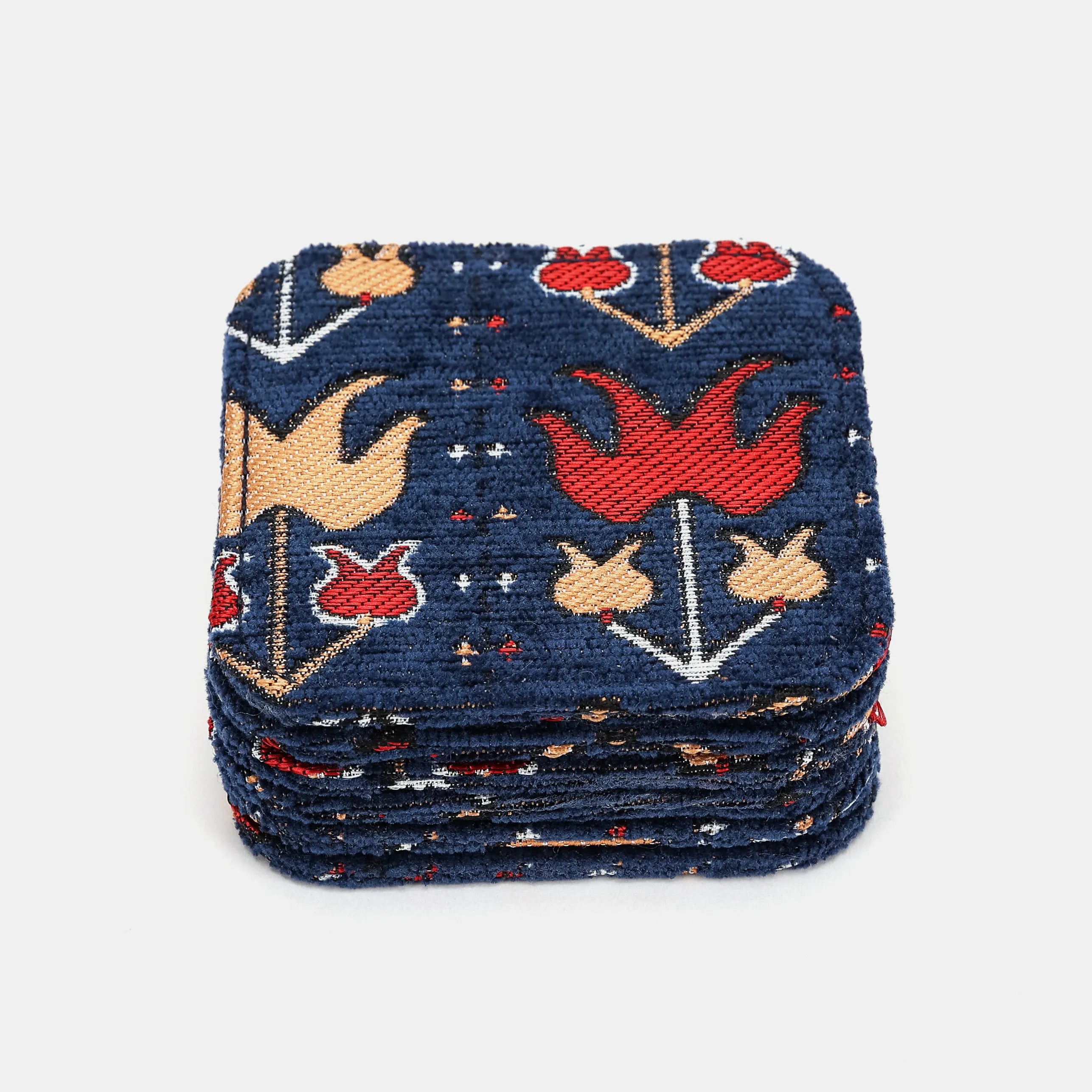 Poppy Bloom Square Coaster Set with Holder of America-Coasters