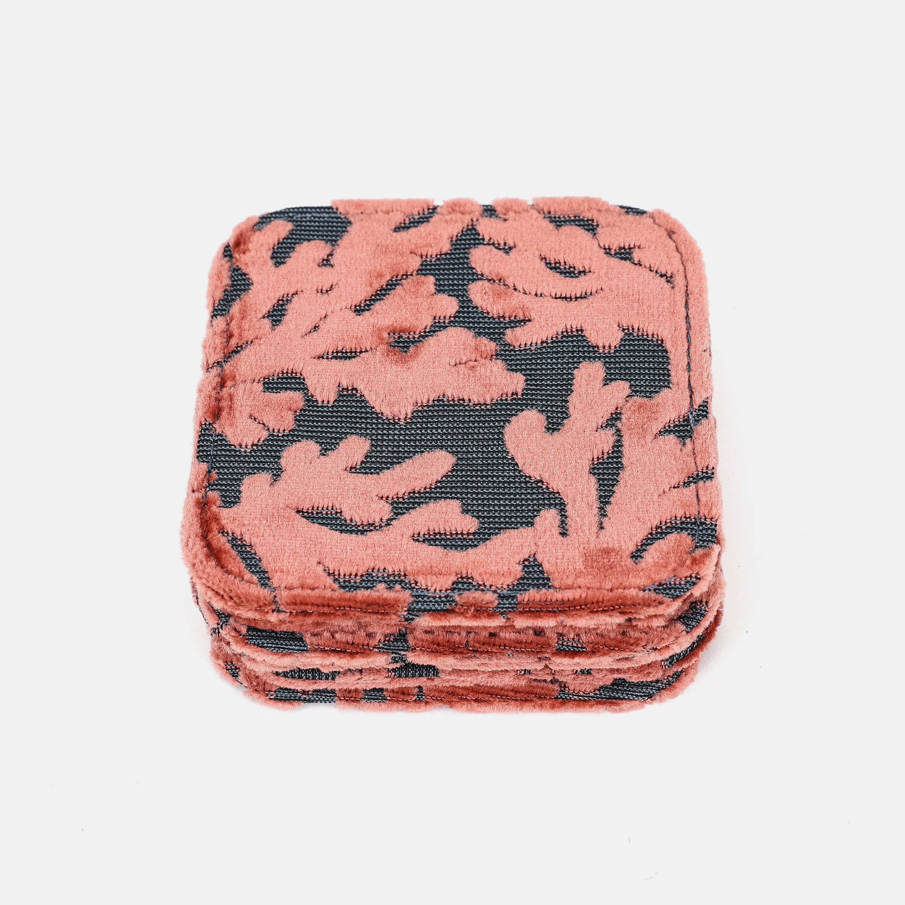 Burnout Velvet St Tropez Scuba Coral Square Coaster Set with Holder coasters