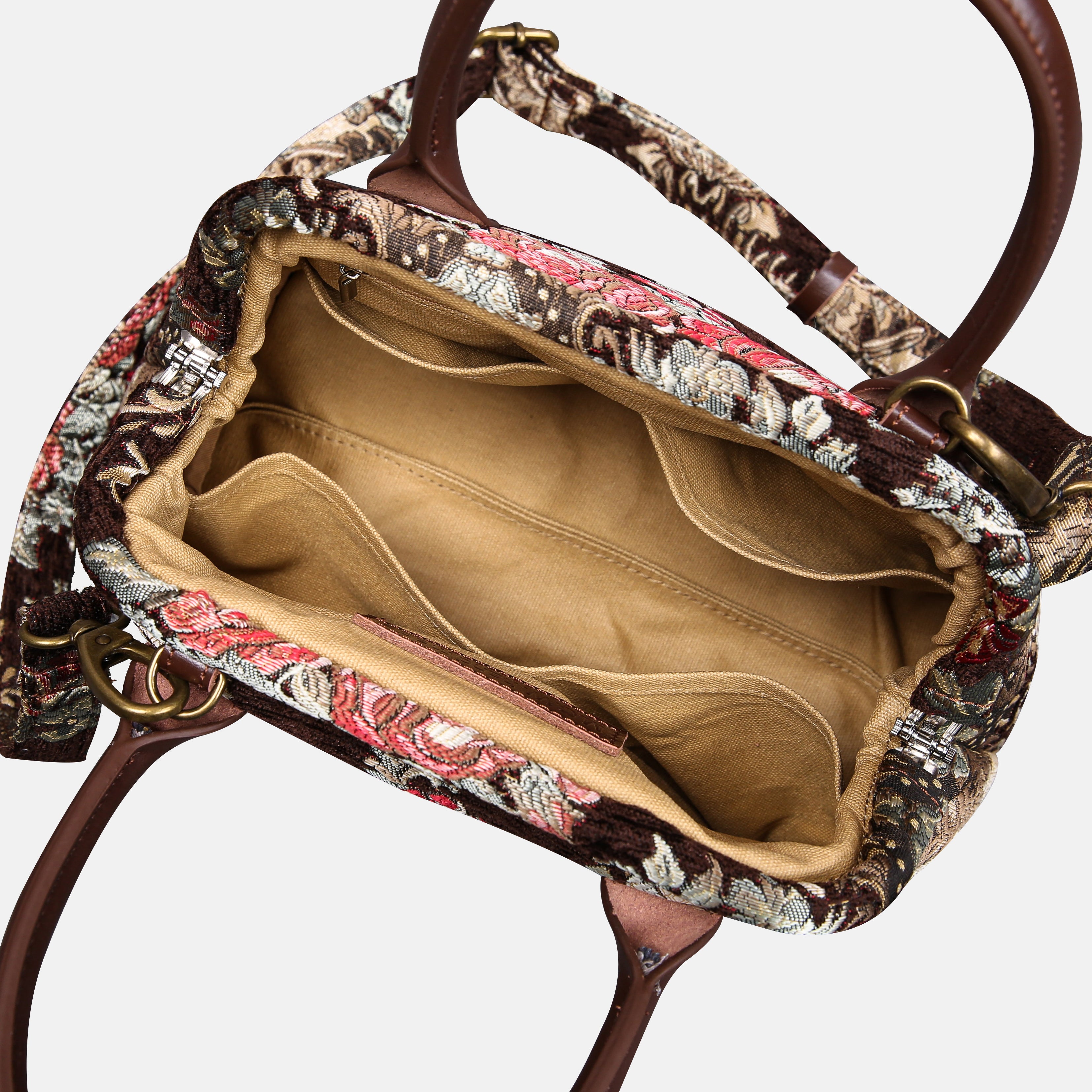 Brocade Brown Carpet Satchel carpet bag MCW Handmade-5