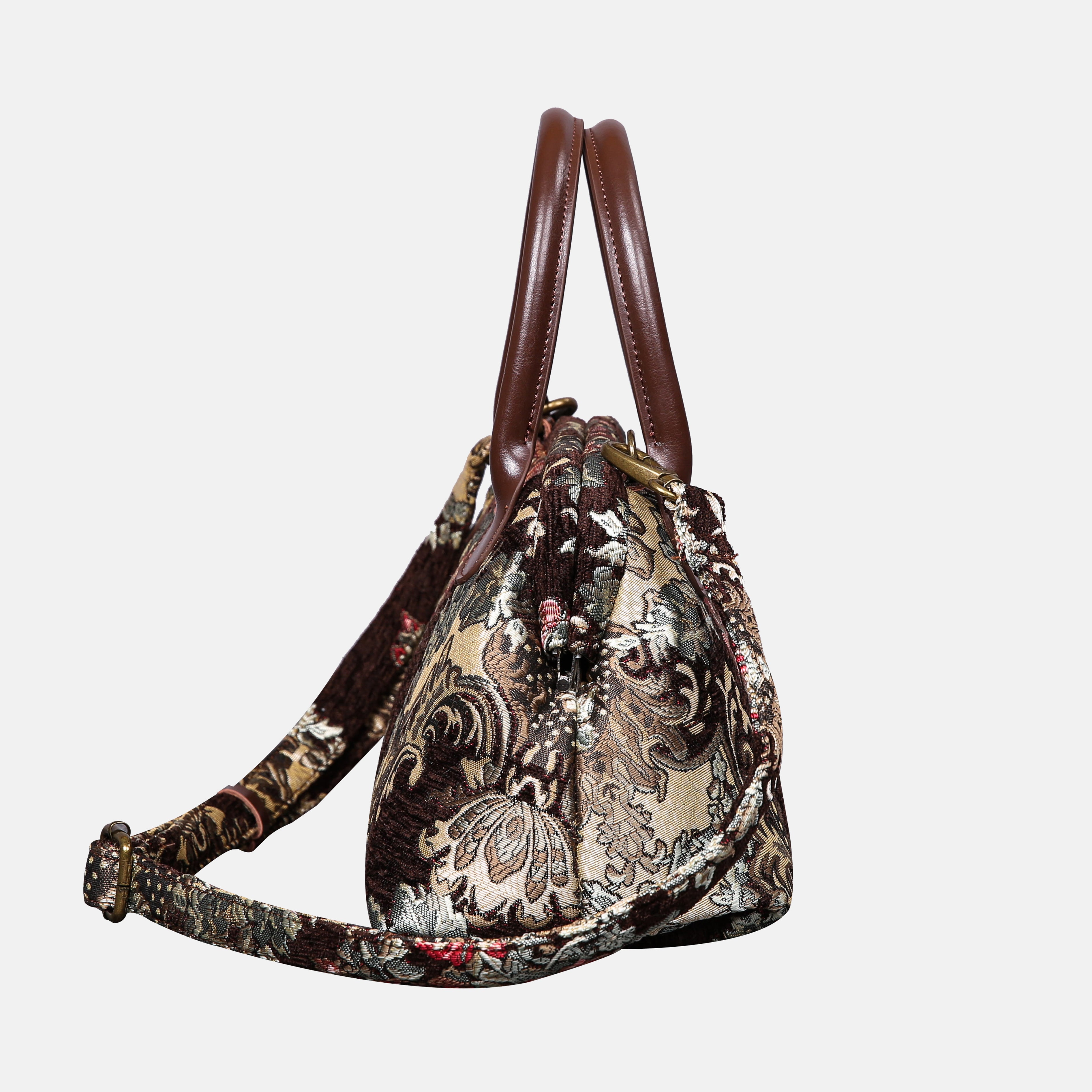 Brocade Brown Carpet Satchel carpet bag MCW Handmade-2