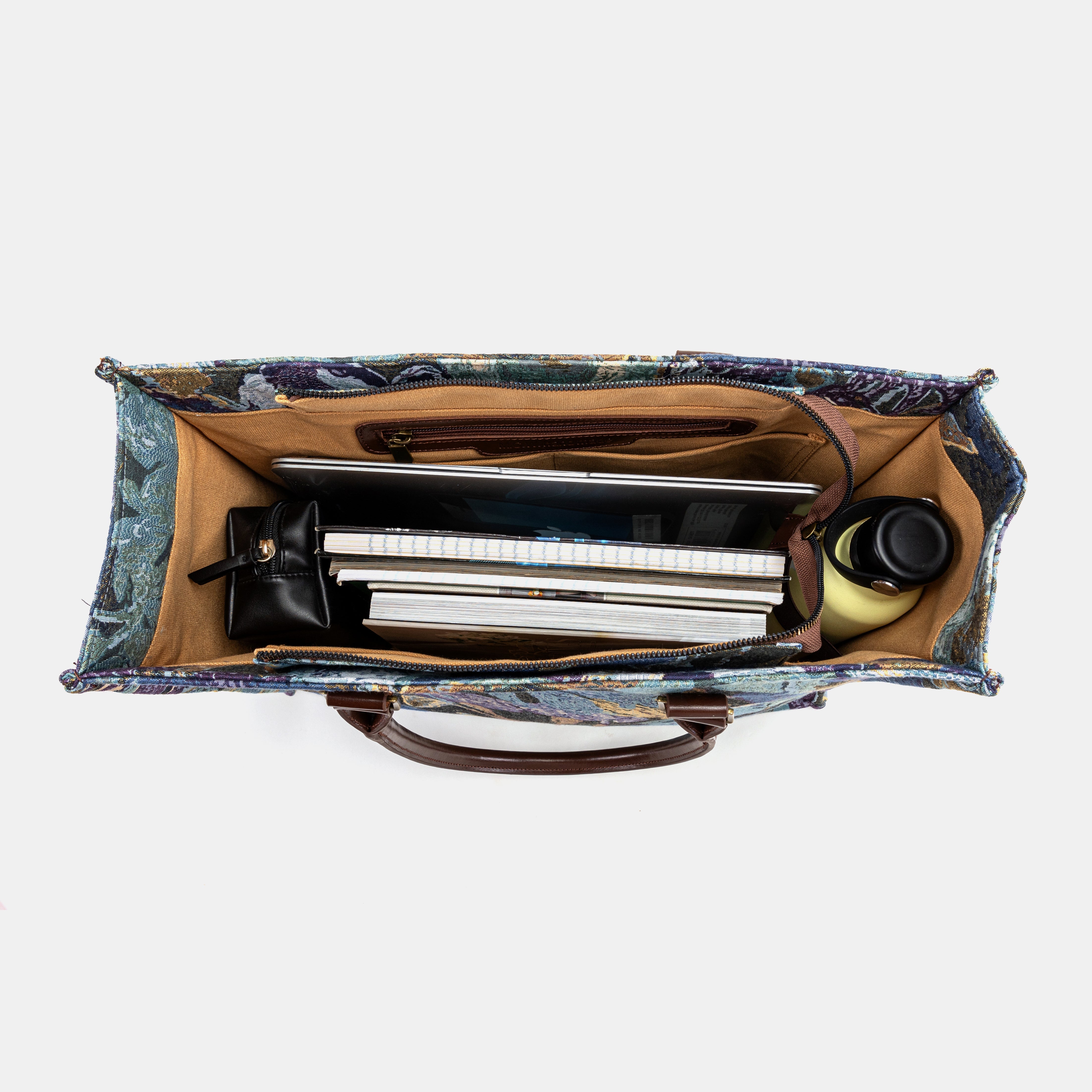 Abstract Blue Laptop Work Tote of America inside