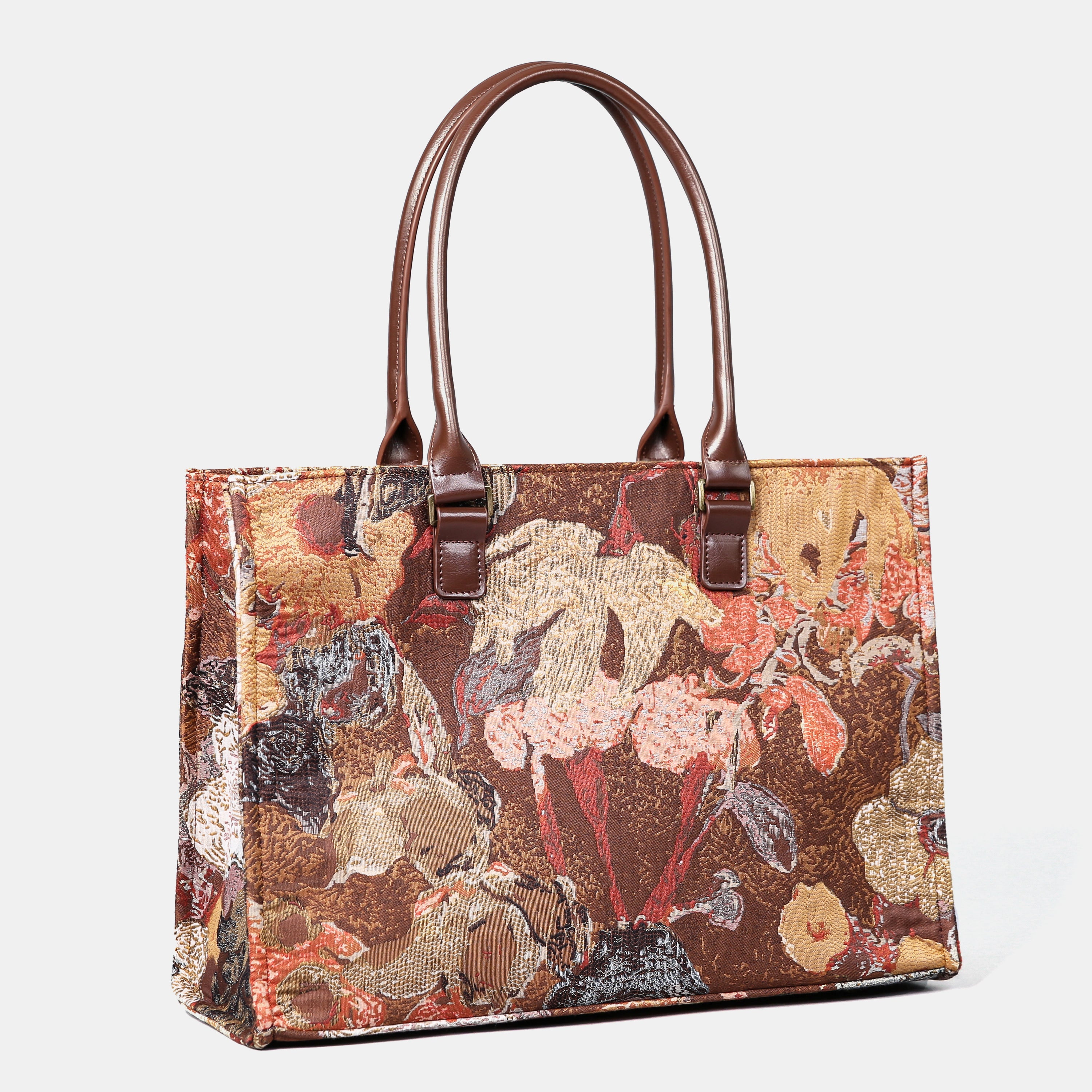Abstract Brown Laptop Work Tote  MCW Handmade-1