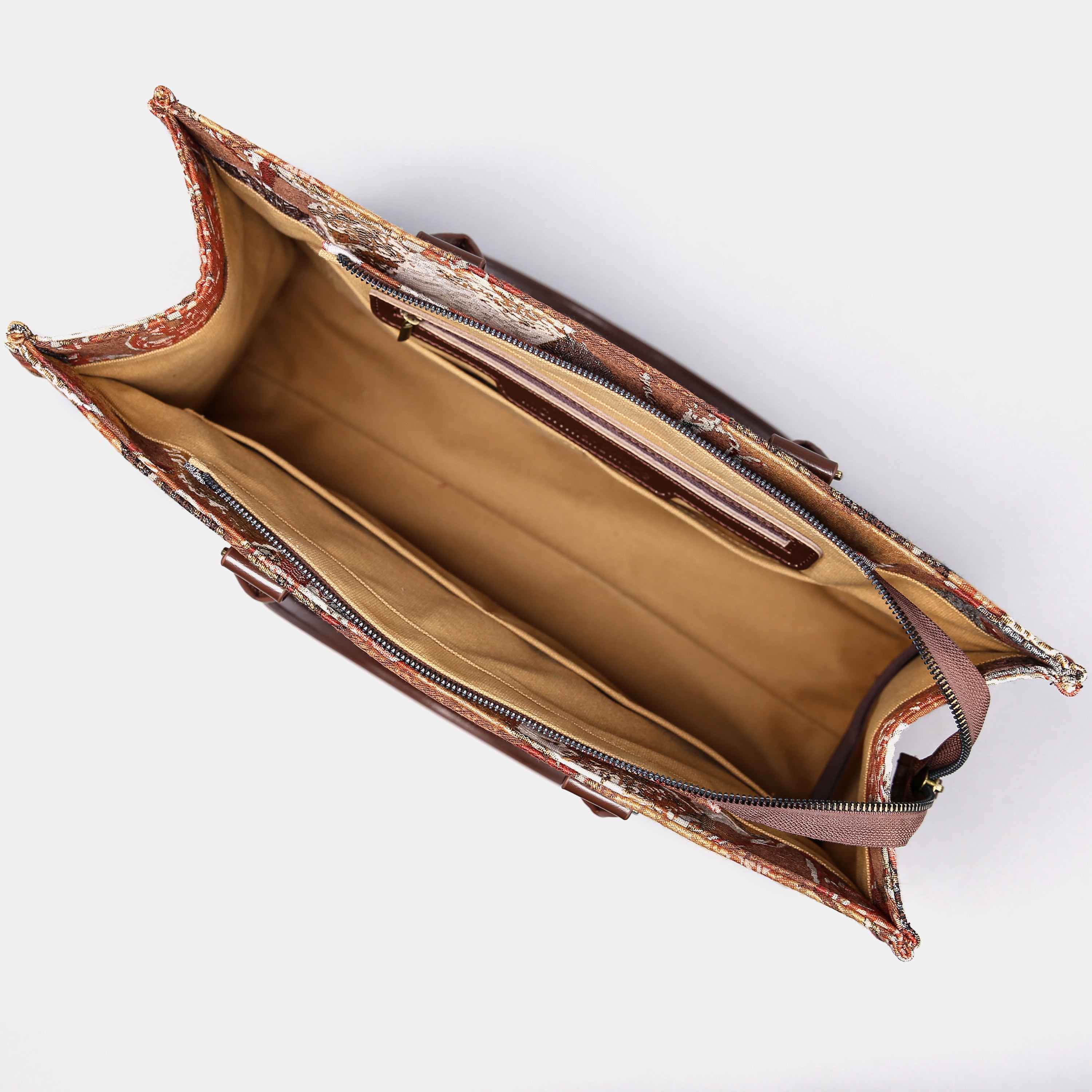 Abstract Brown Laptop Work Tote MCW Handmade-3