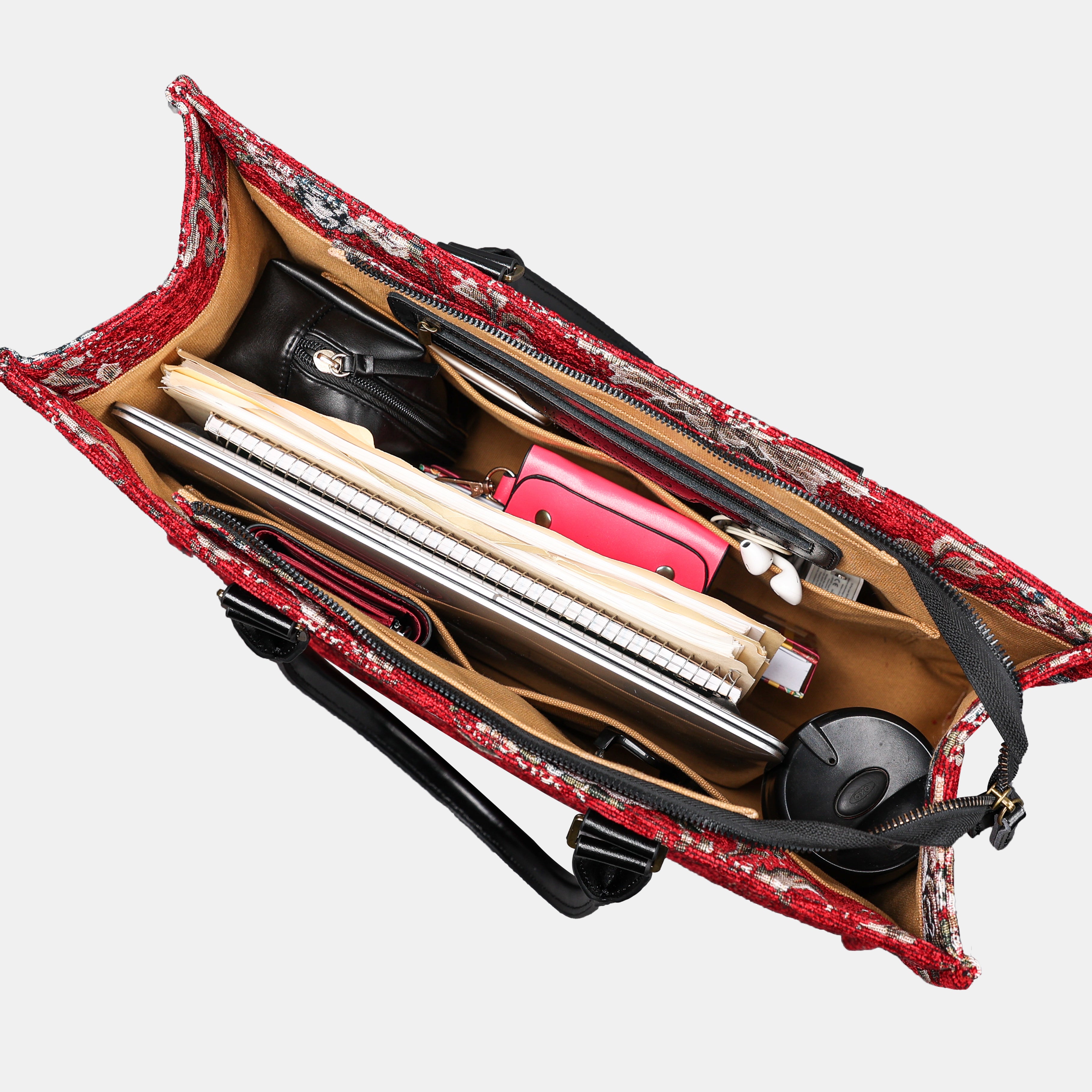 Floral Red Laptop Work Tote MCW Handmade-3