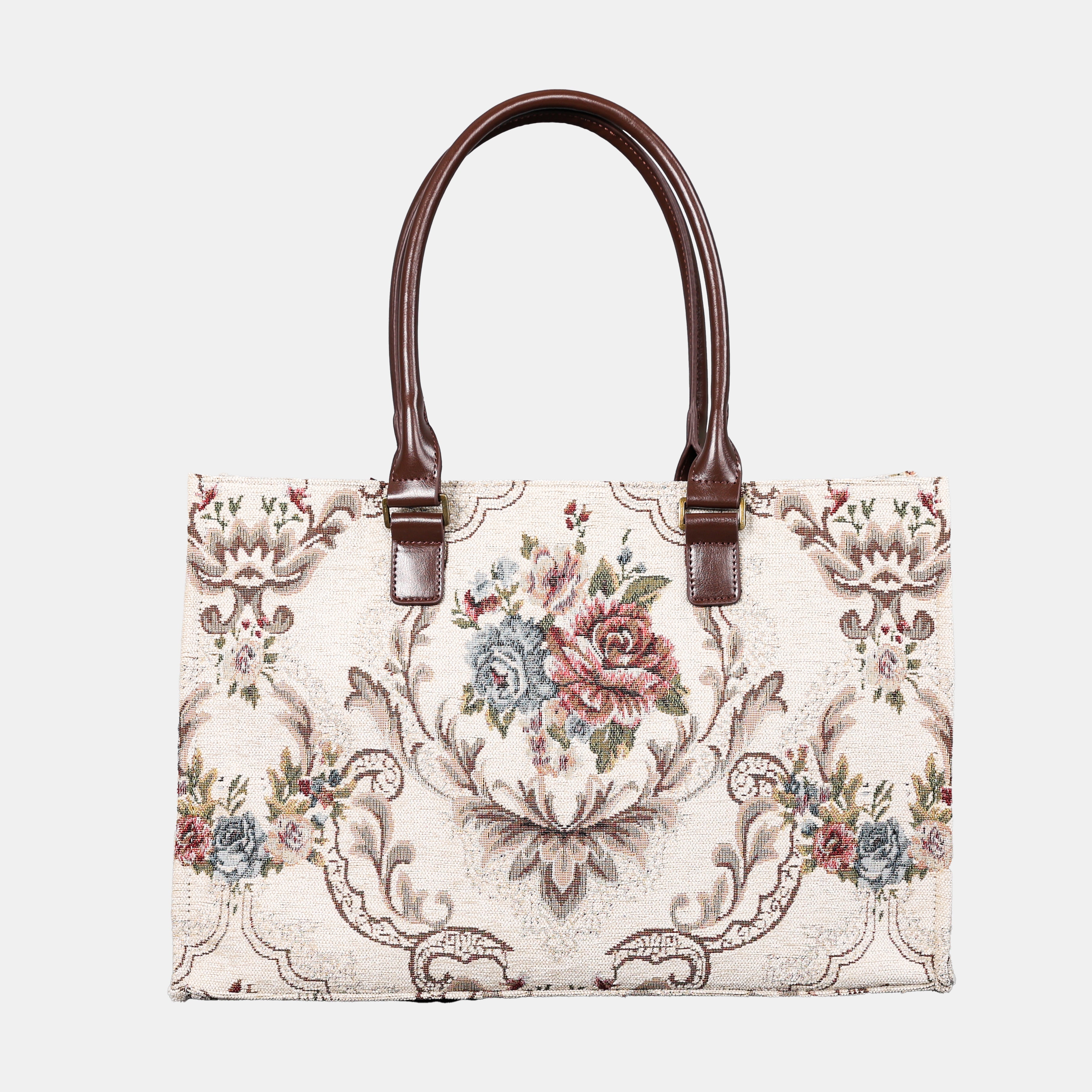Floral Cream Laptop Work Tote MCW Handmade