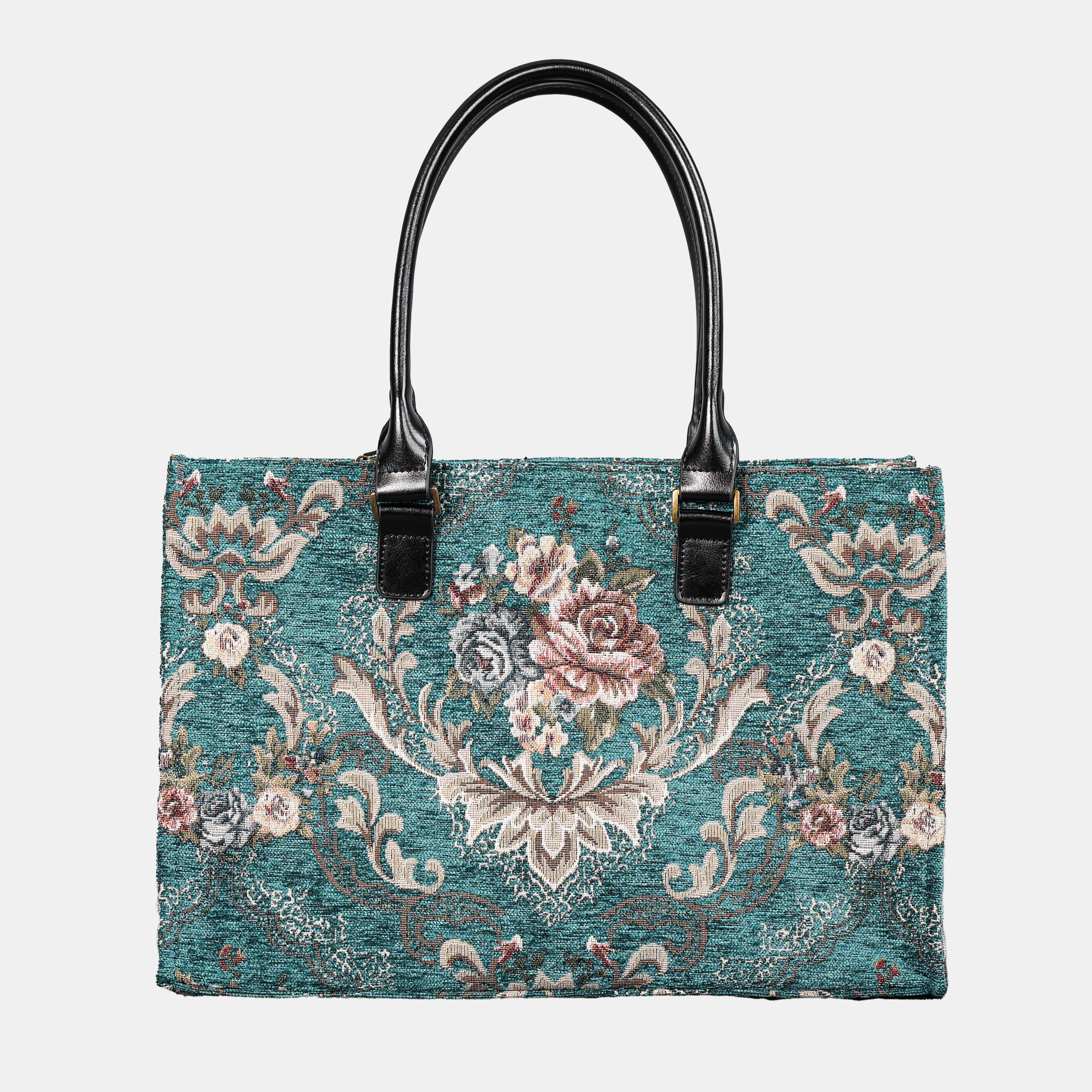 Floral Teal Laptop Work Tote  MCW Handmade