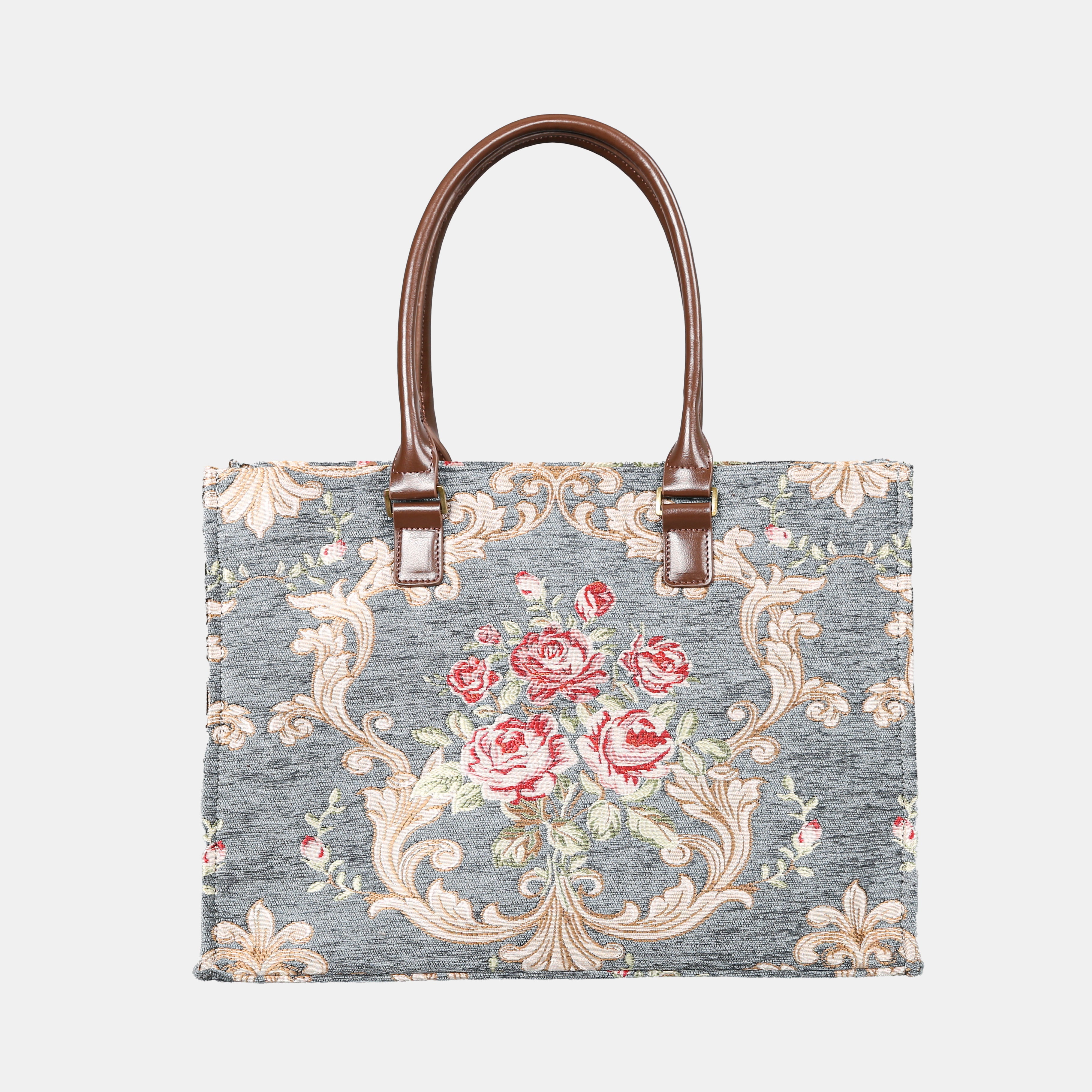 Baroque Garden Grey Laptop Work Tote  MCW Handmade