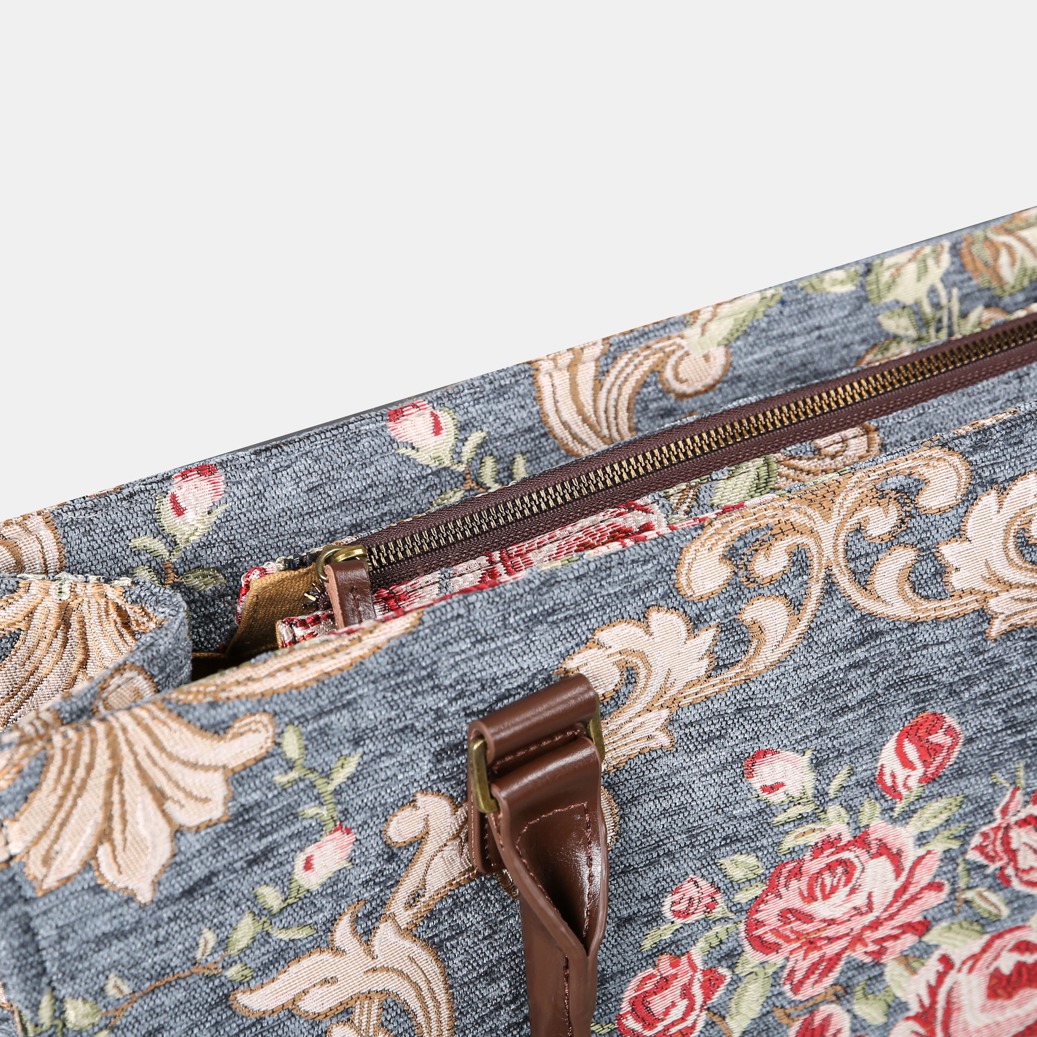 Baroque Garden Grey Laptop Work Tote MCW Handmade-5