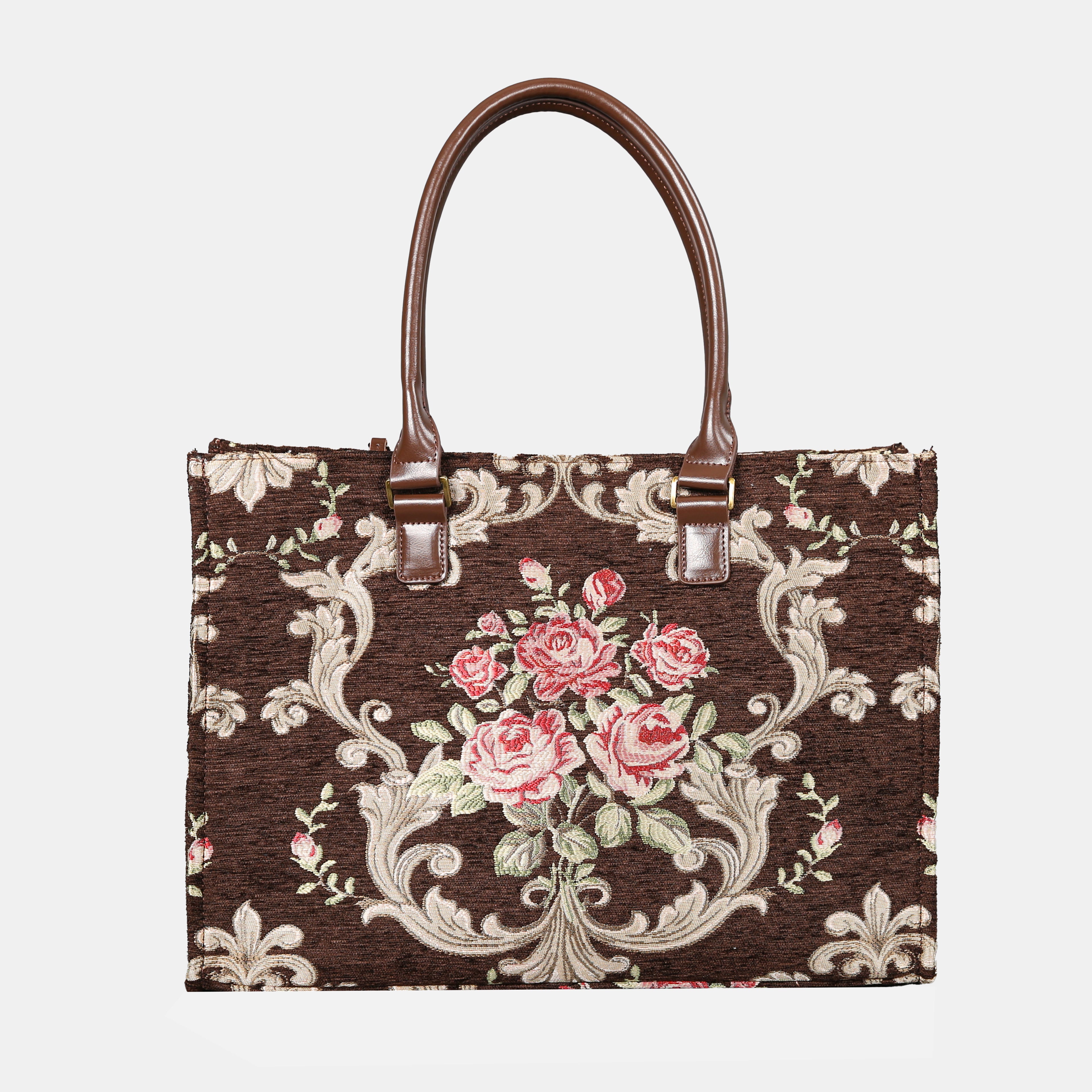 Baroque Garden Brown Laptop Work Tote MCW Handmade