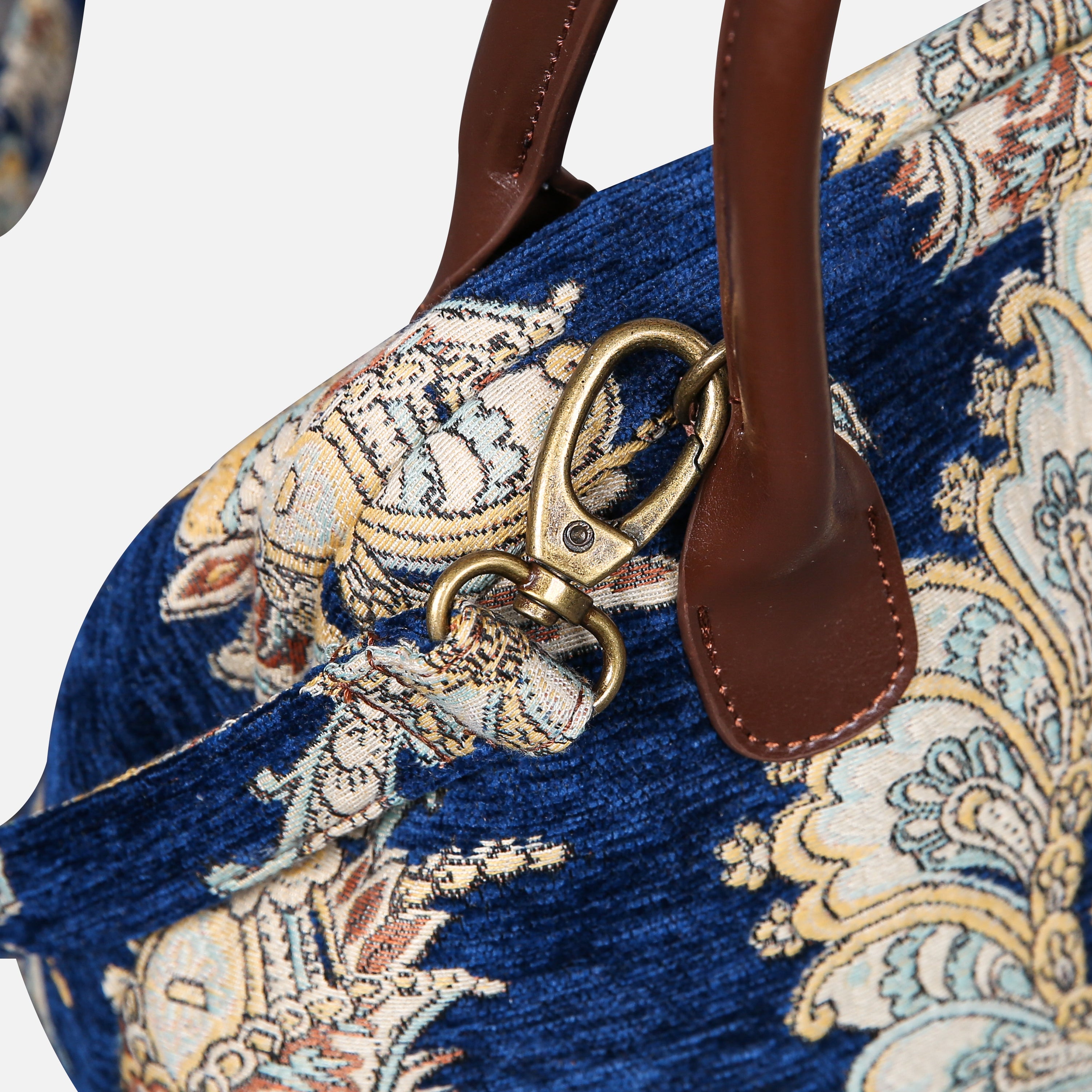 Damask Blue Carpet Satchel carpet bag MCW Handmade-5