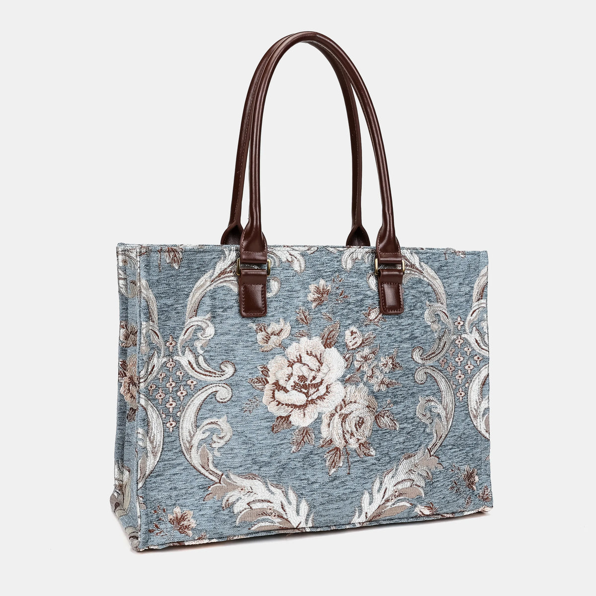 Floral Windy Blue Laptop Work Tote Carpetbag of America front side