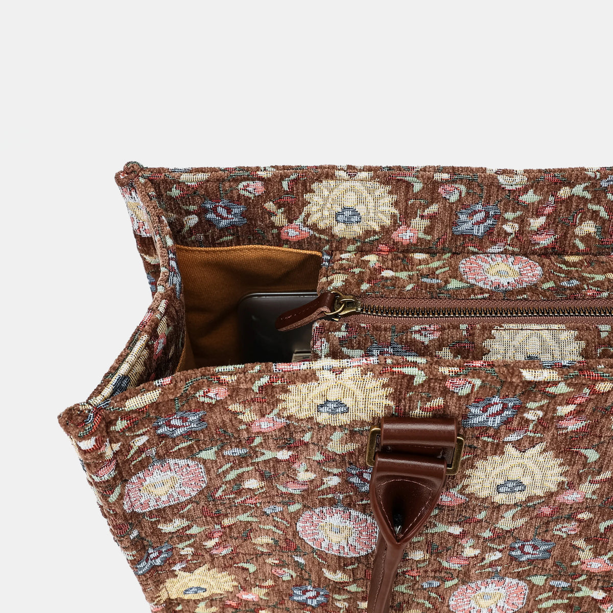 Bouquet Rose Coffee Laptop Work Tote Carpetbag of America zipper