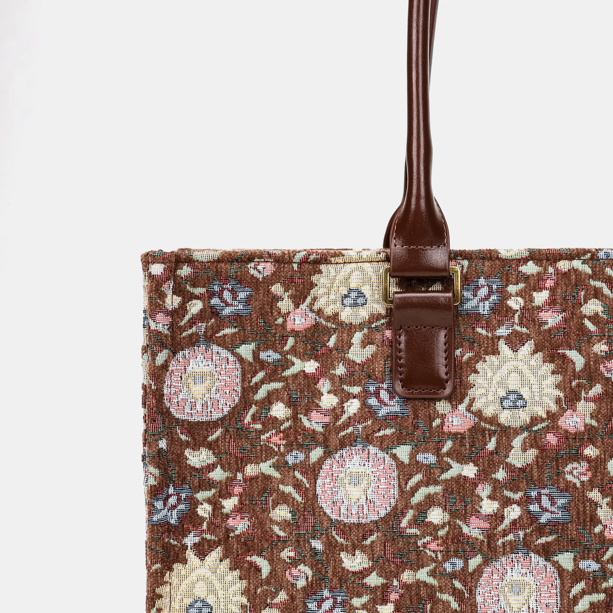 Bouquet Rose Coffee Laptop Work Tote Carpetbag of America buckle
